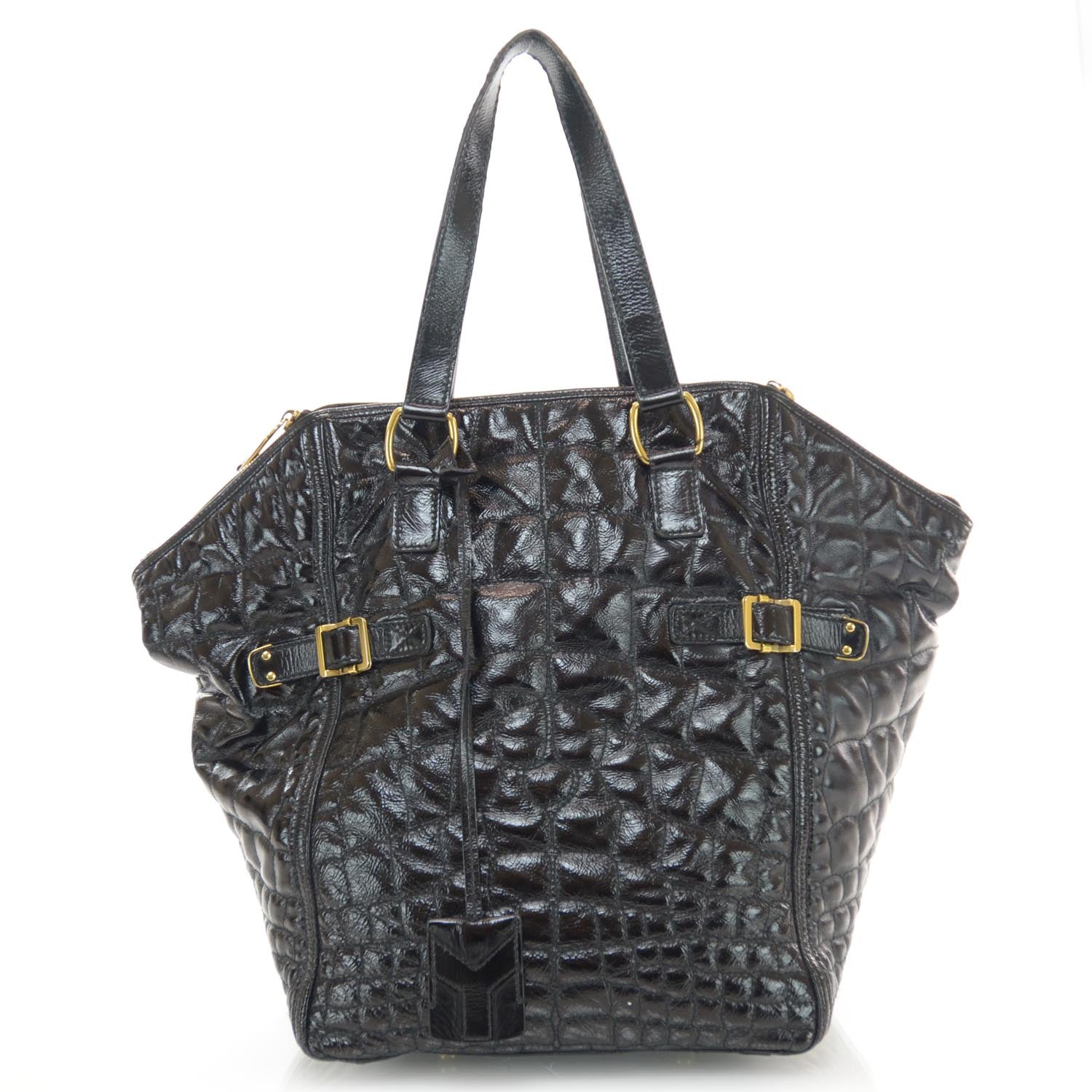 Saint Laurent Patent Croc Downtown Tote Black 1 of 7