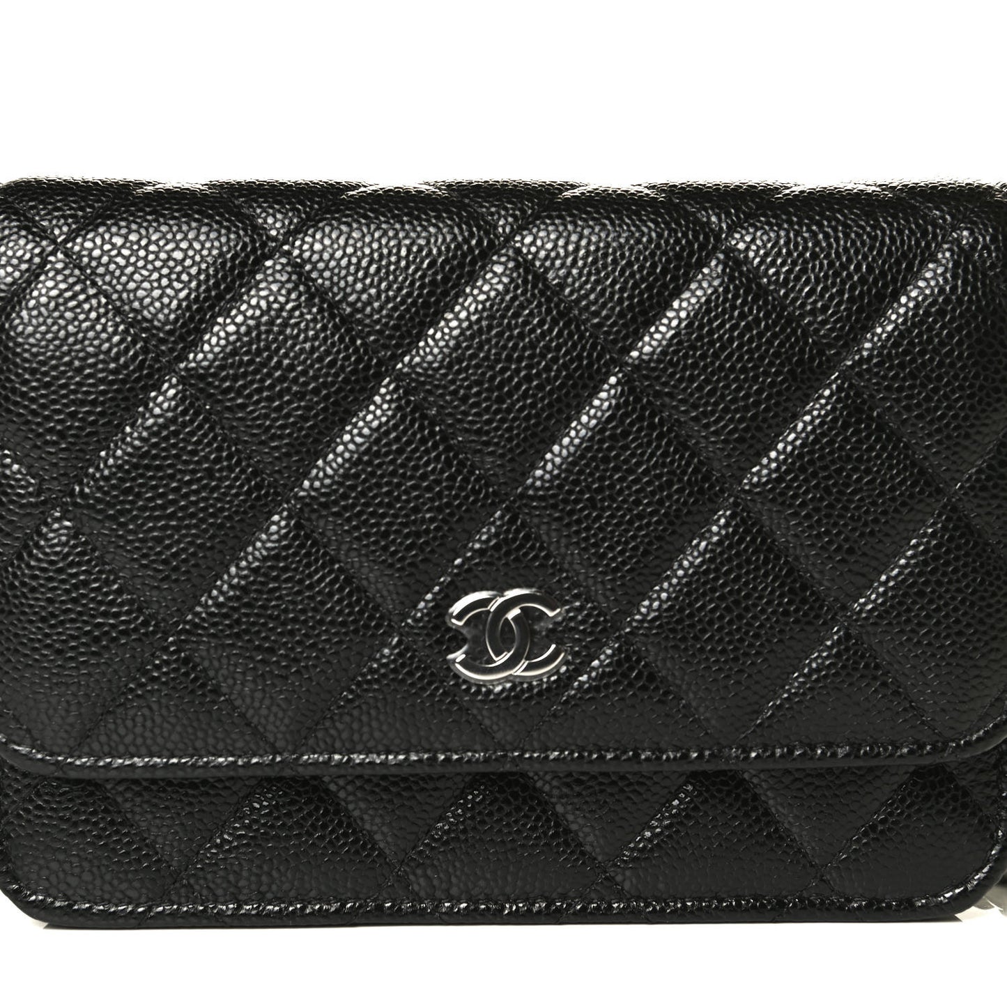 Caviar Quilted Mini Wallet On Chain WOC Black