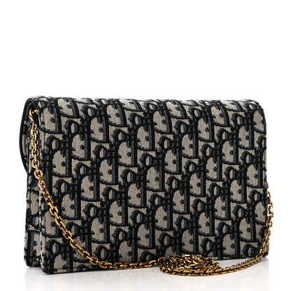 Christian Dior Oblique Saddle Chain Pouch Blue 3 of 11