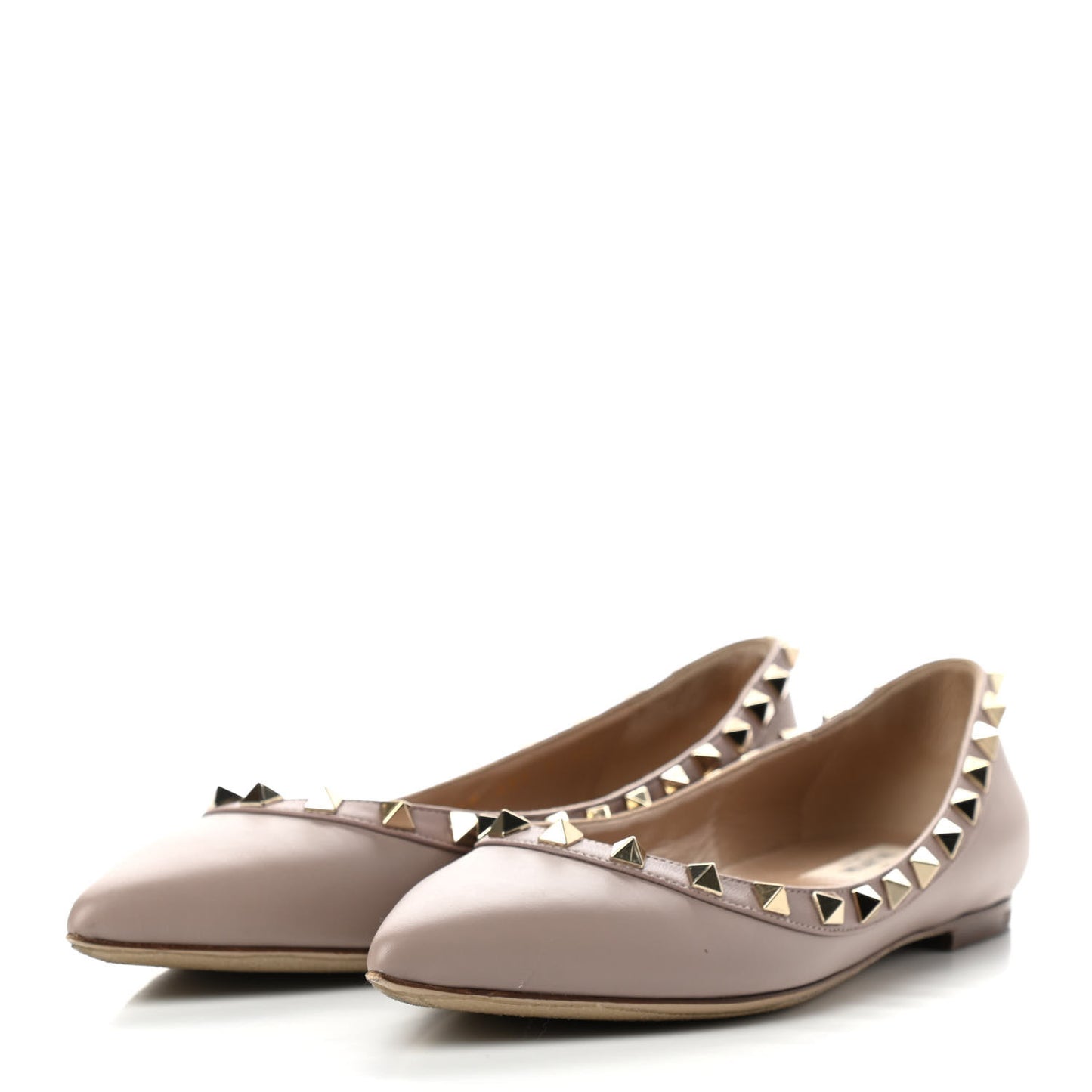 Nappa Rockstud Ballerina Flats 36 Poudre