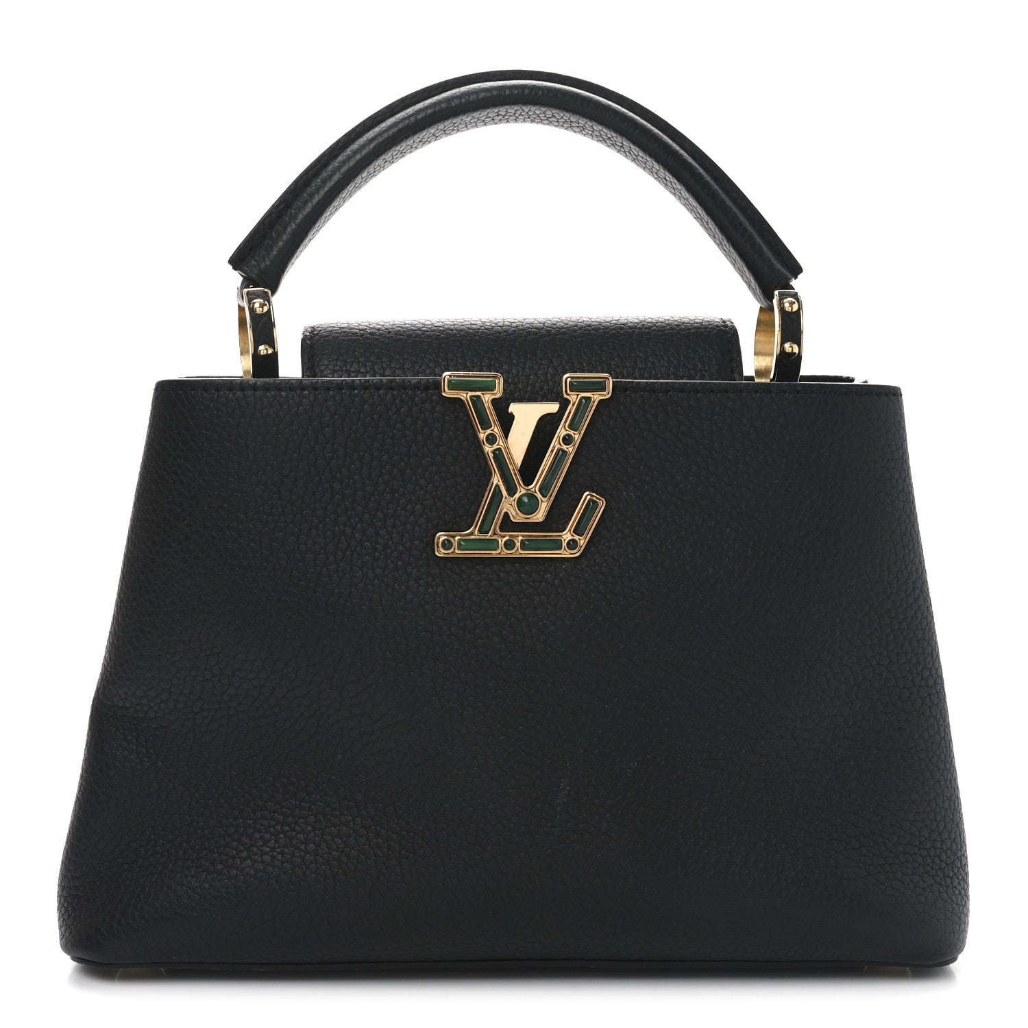 Louis Vuitton Taurillon Malachite Effect BB Capucines Black 1 of 9