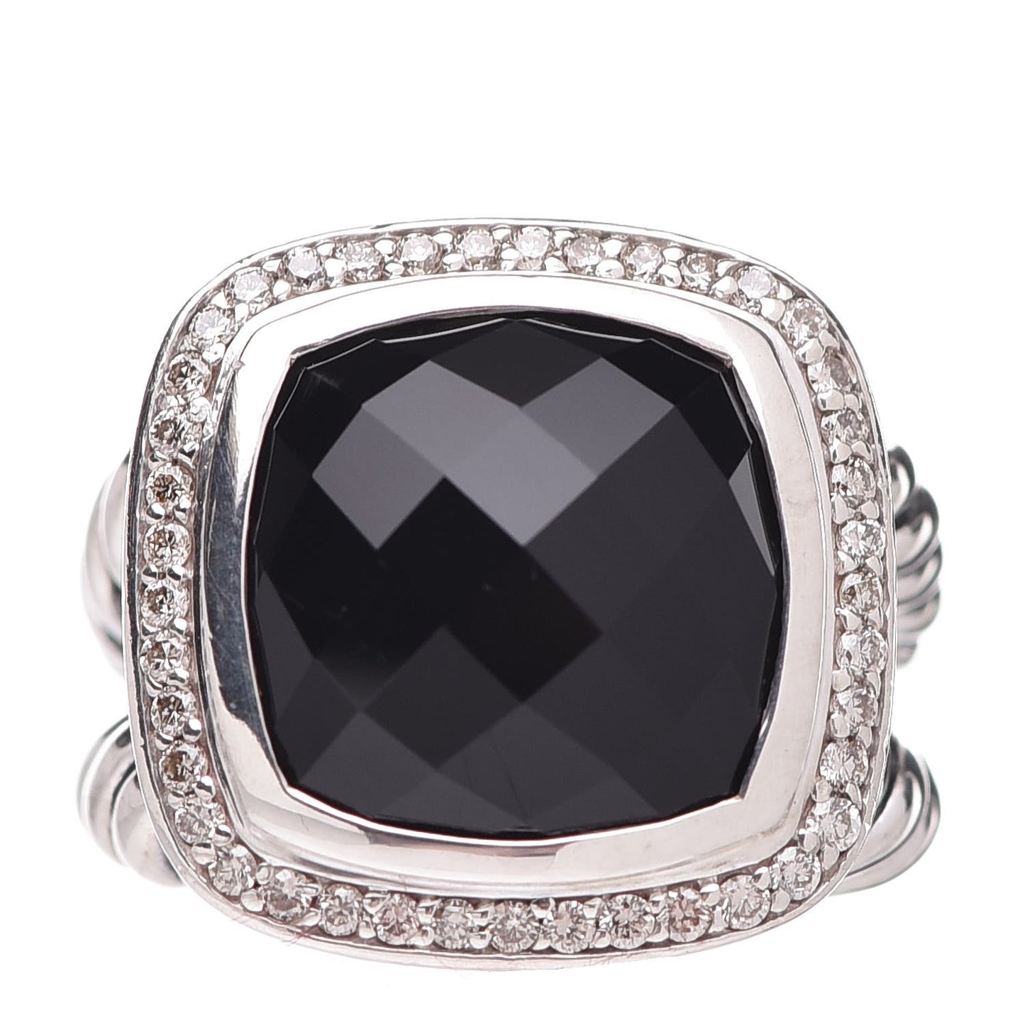 Sterling Silver Diamond Black Onyx 14mm Albion Ring 50 5.25