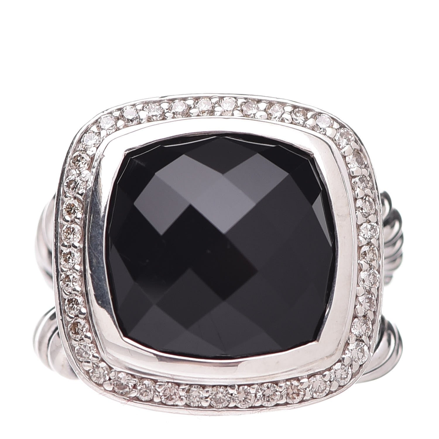 David Yurman Sterling Silver Diamond Black Onyx 14mm Albion Ring 50 5.25 1 of 6