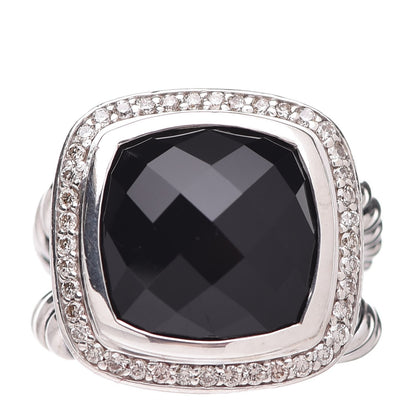 David Yurman Sterling Silver Diamond Black Onyx 14mm Albion Ring 50 5.25 1 of 6