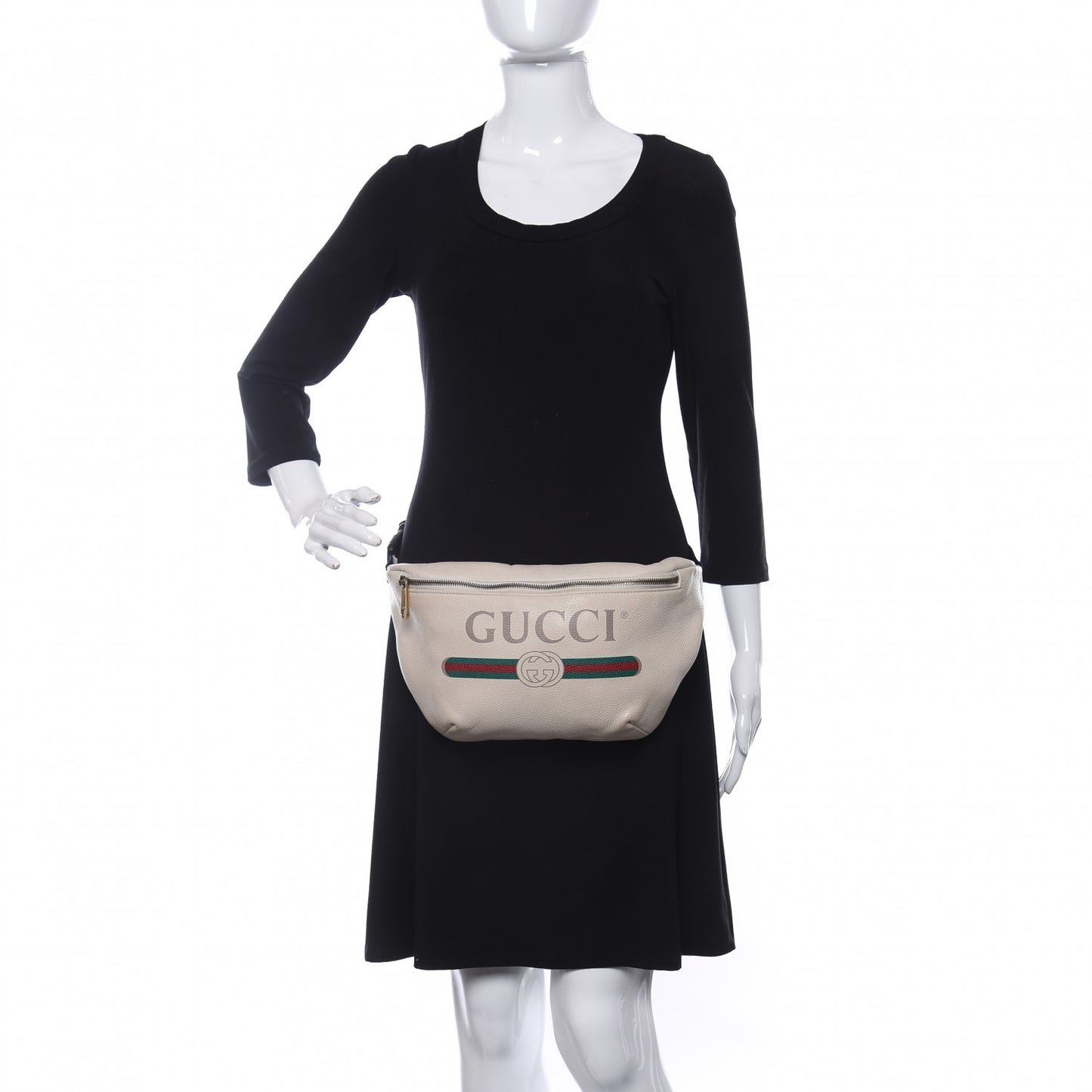 Grained Calfskin Logo Belt Bag White