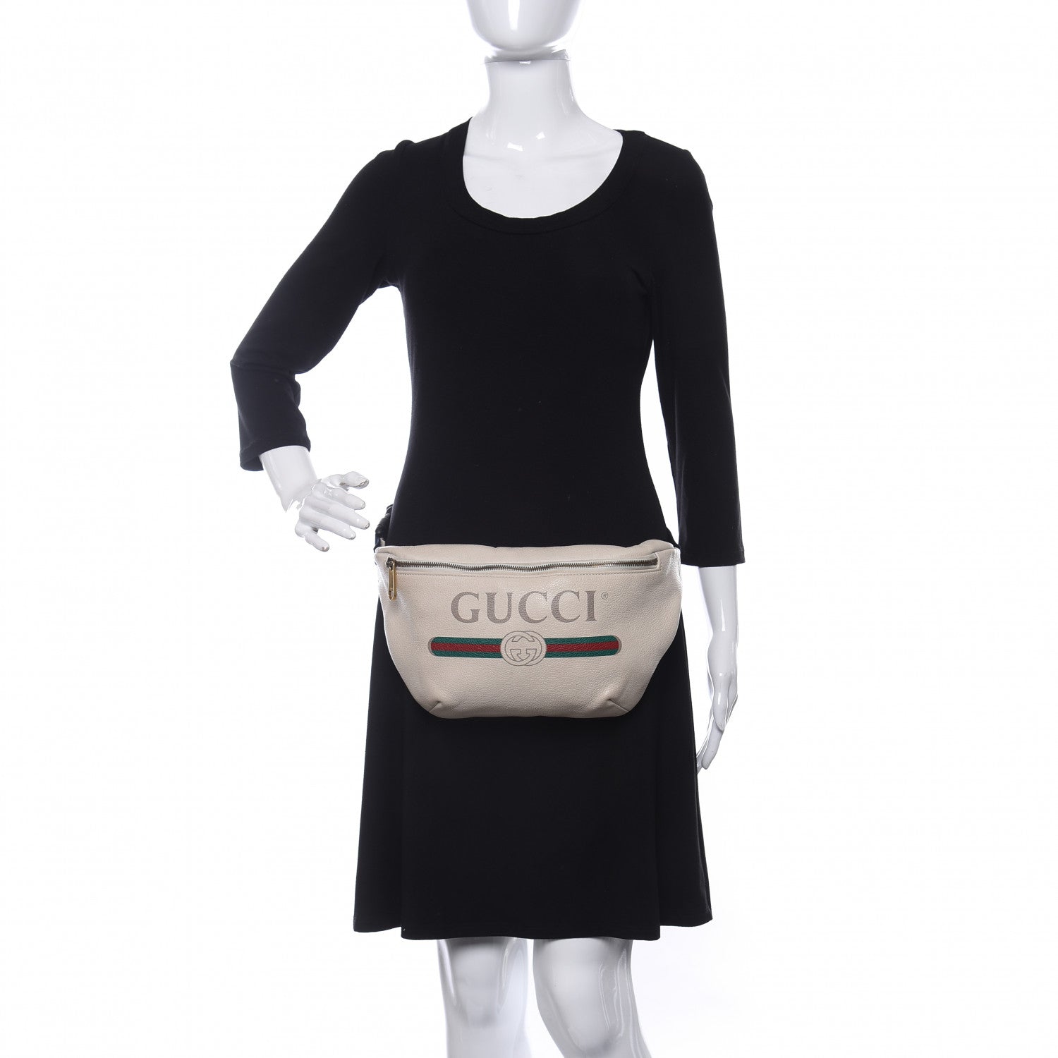 Gucci Grained Calfskin Logo Belt Bag White 2 of 10