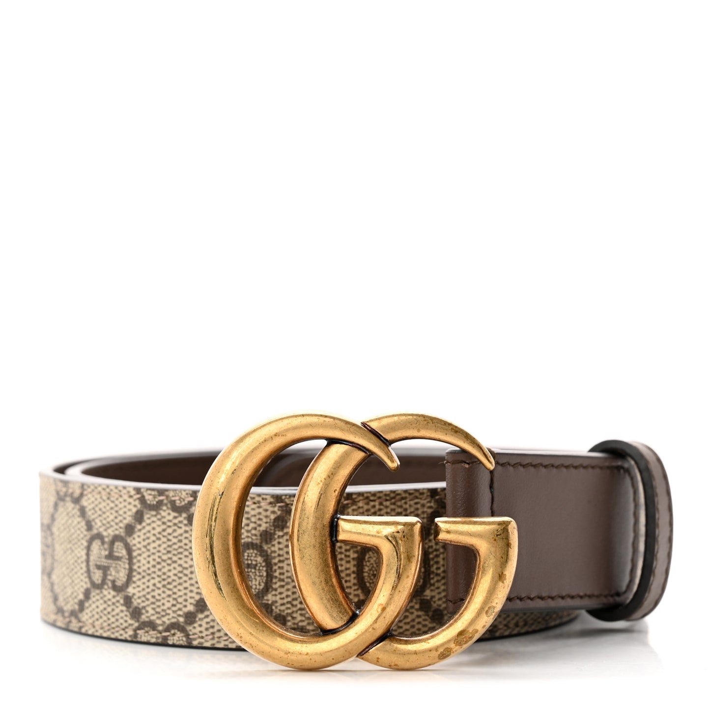 GG Supreme Monogram Matte Plutone Calfskin Double G 30mm Belt 80 32 Beige Ebony New Acero