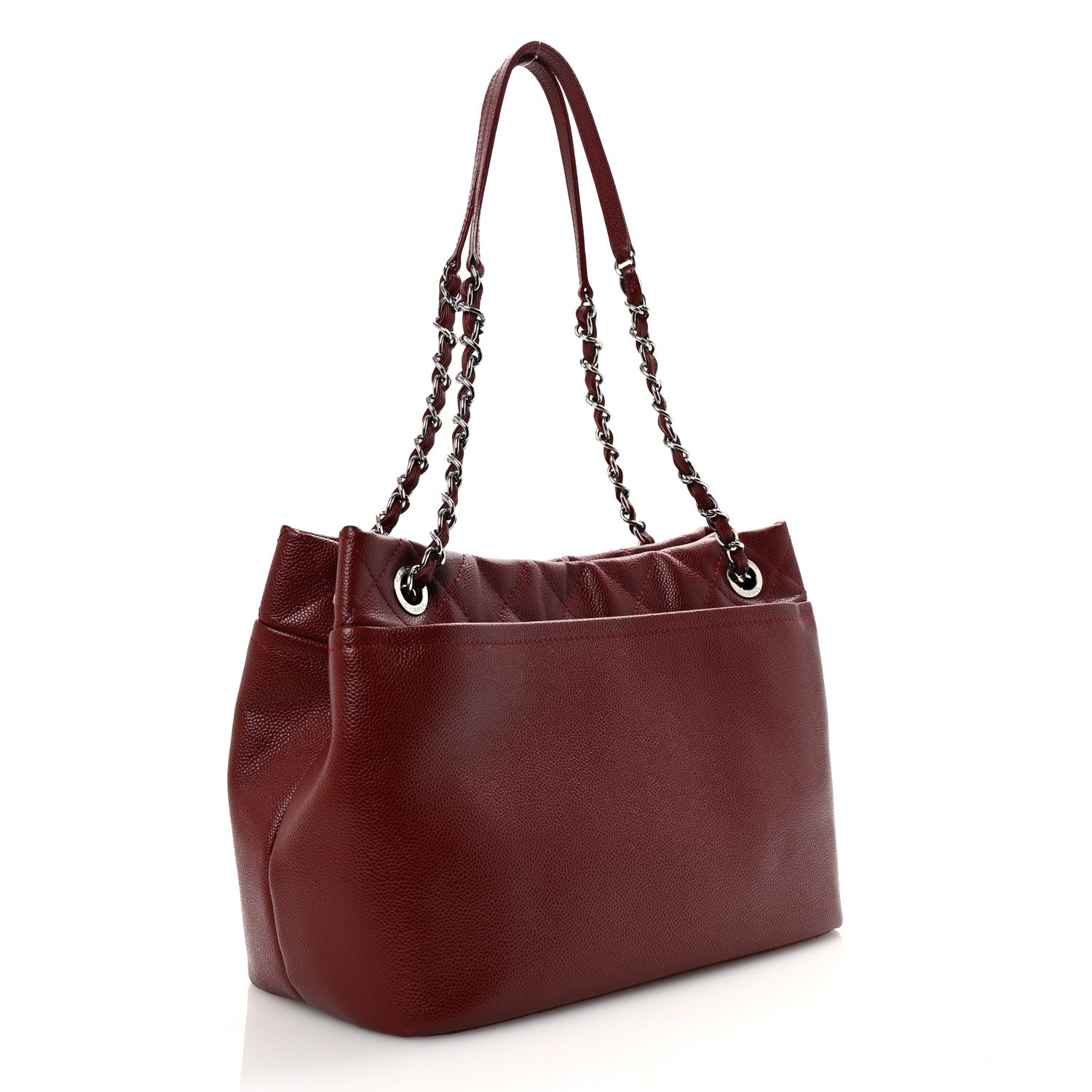 Chanel Caviar Quilted Timeless CC Soft Tote Dark Red 3 of 10