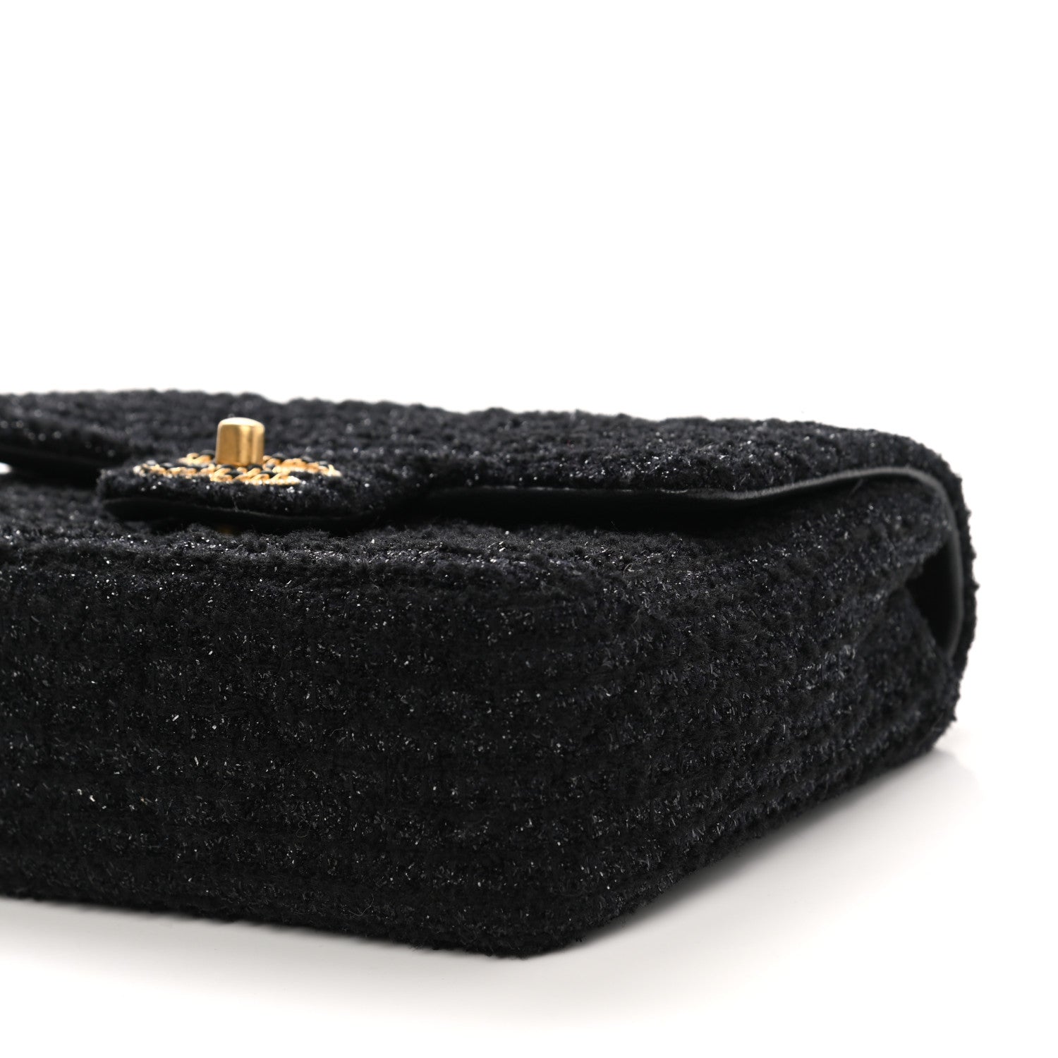 Chanel Tweed Quilted Mini Crystal CC Square Flap Black 10 of 10