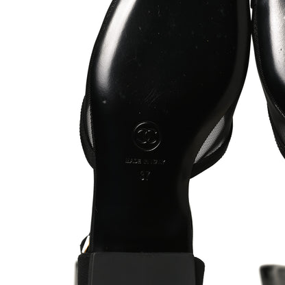 Chanel Mesh Grosgrain Cap Toe CC Flats 37 Black 8 of 12