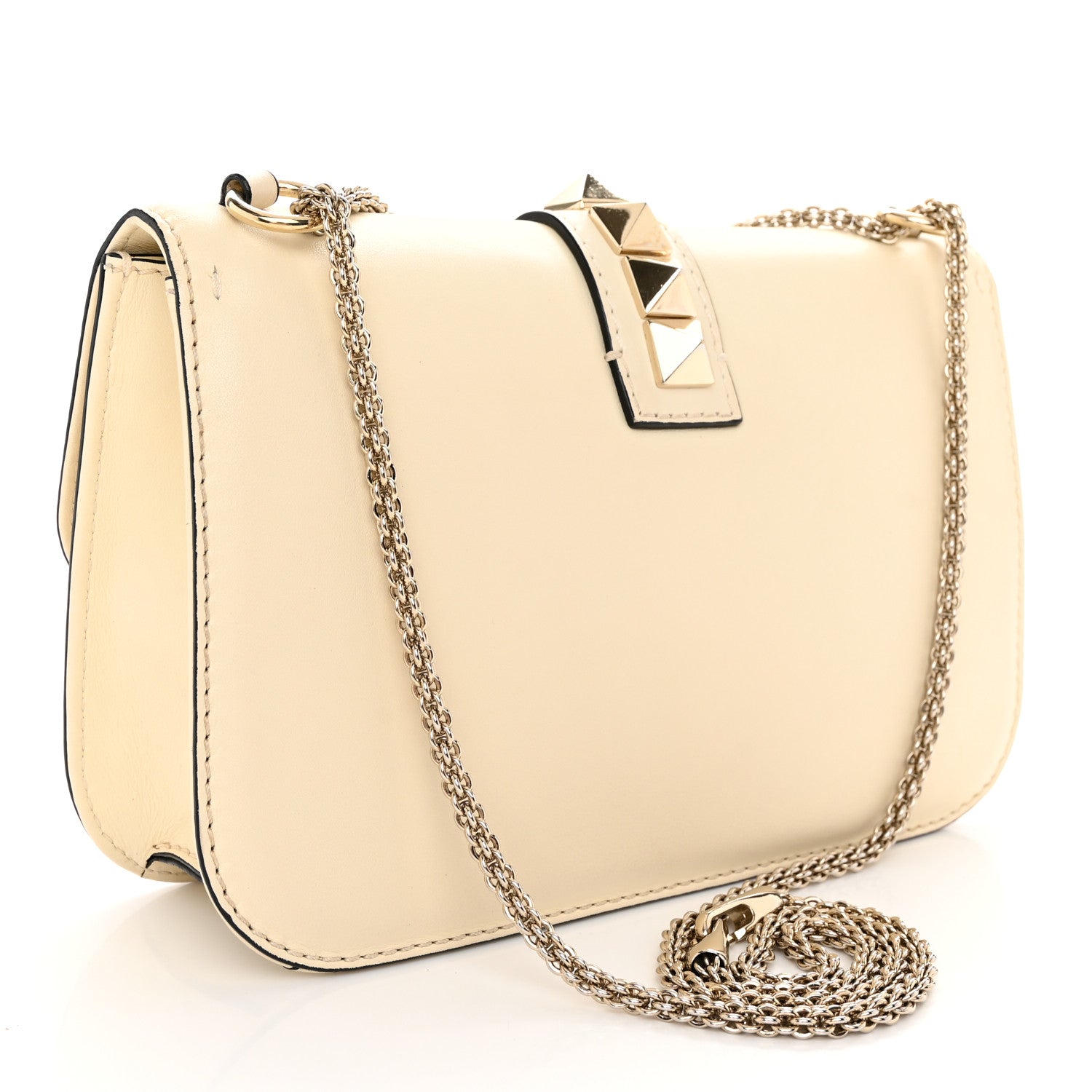 Valentino Garavani Vitello Medium Glam Lock Rockstud Flap Light Ivory 3 of 11