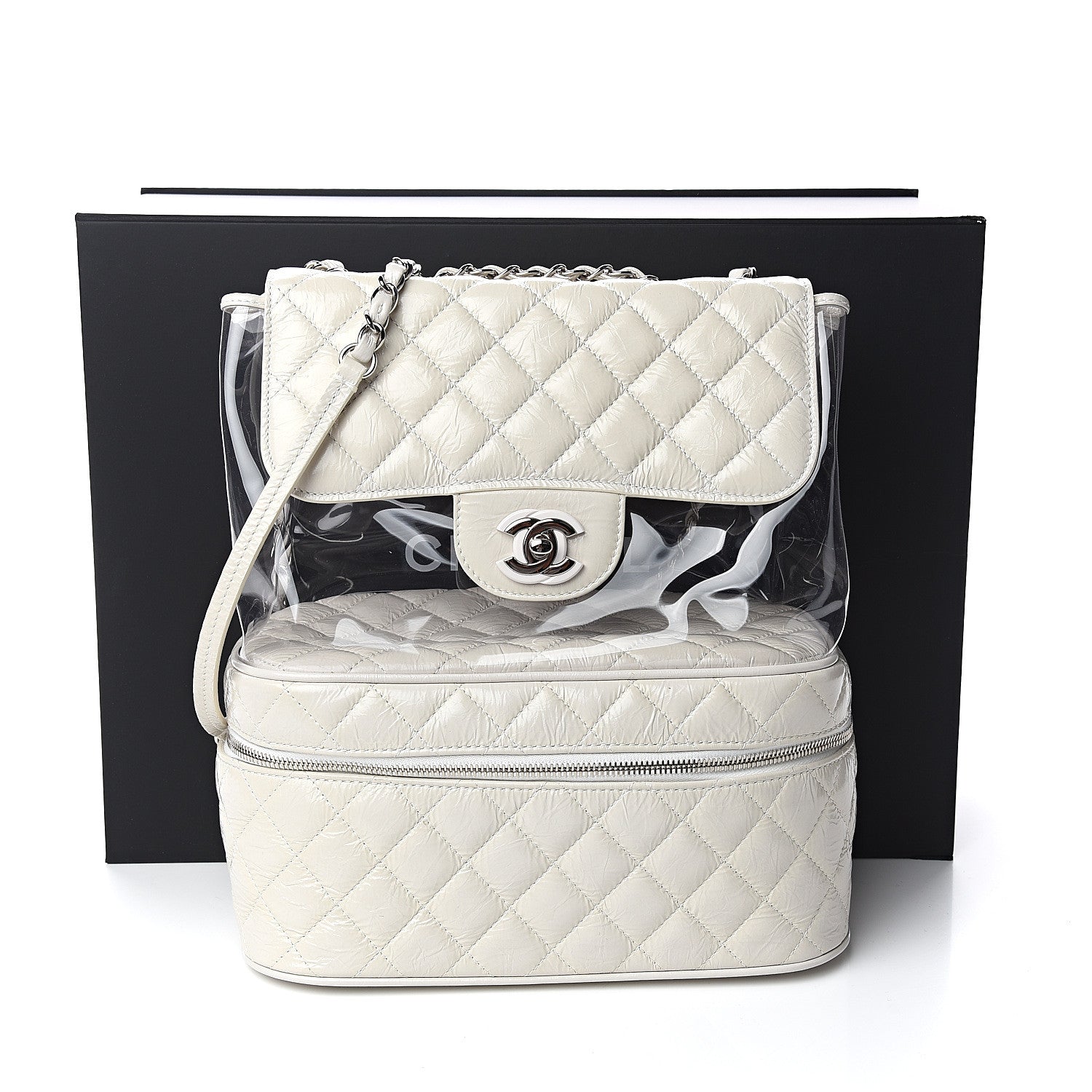 Chanel Crumpled Calfskin PVC Quilted Backpack White 12 of 12