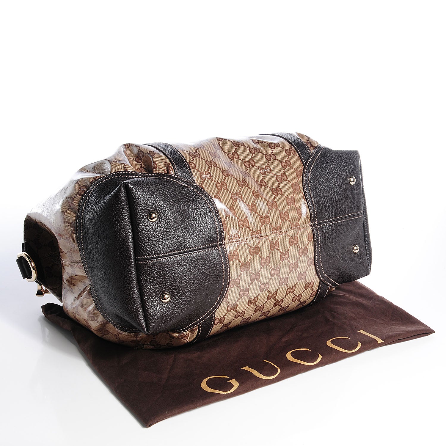 Gucci Crystal Monogram Large Horsebit Nail Boston Brown 4 of 8