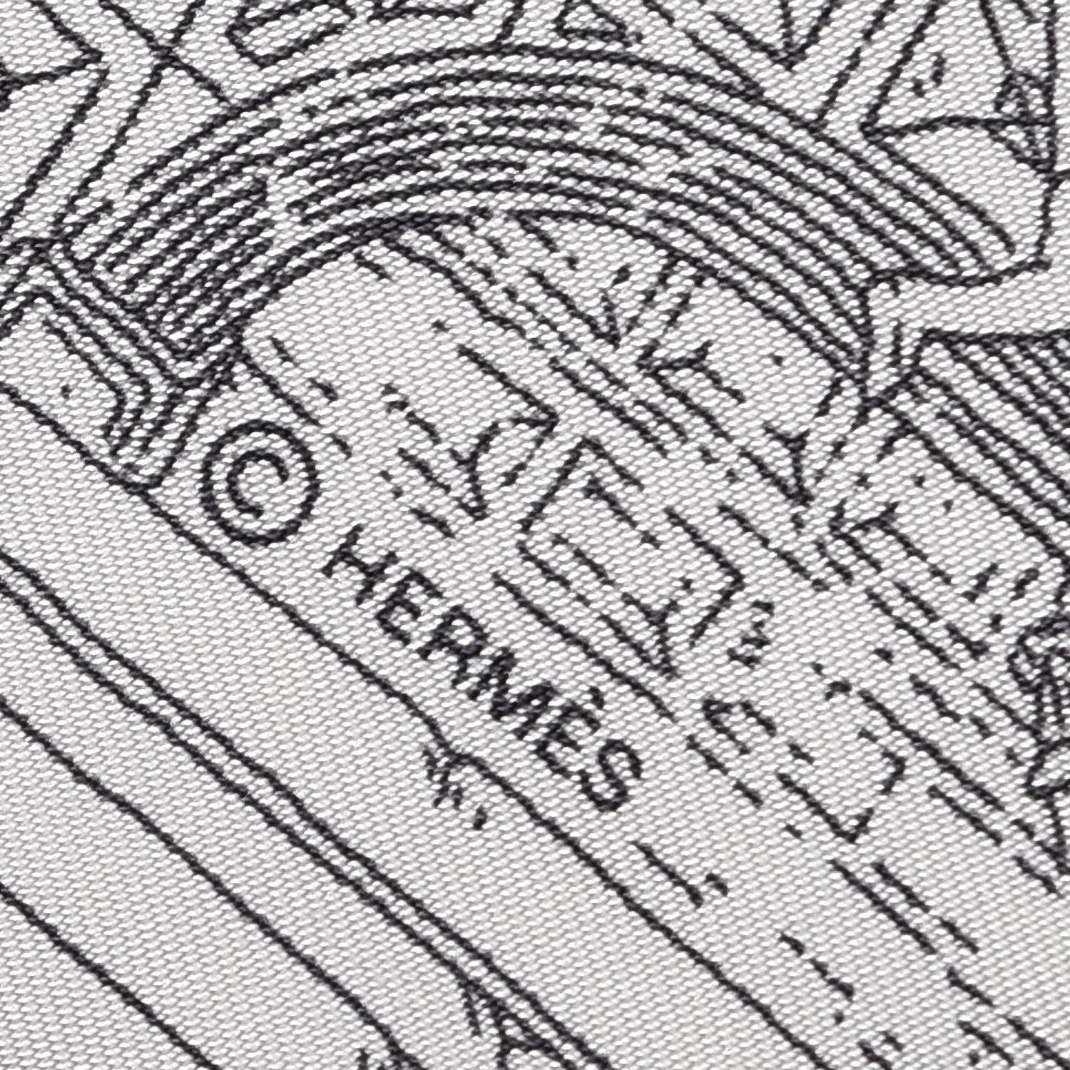 Hermes Silk Le Grand Prix du Faubourg Scarf 90 White Black Gris 3 of 4