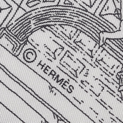 Hermes Silk Le Grand Prix du Faubourg Scarf 90 White Black Gris 3 of 4