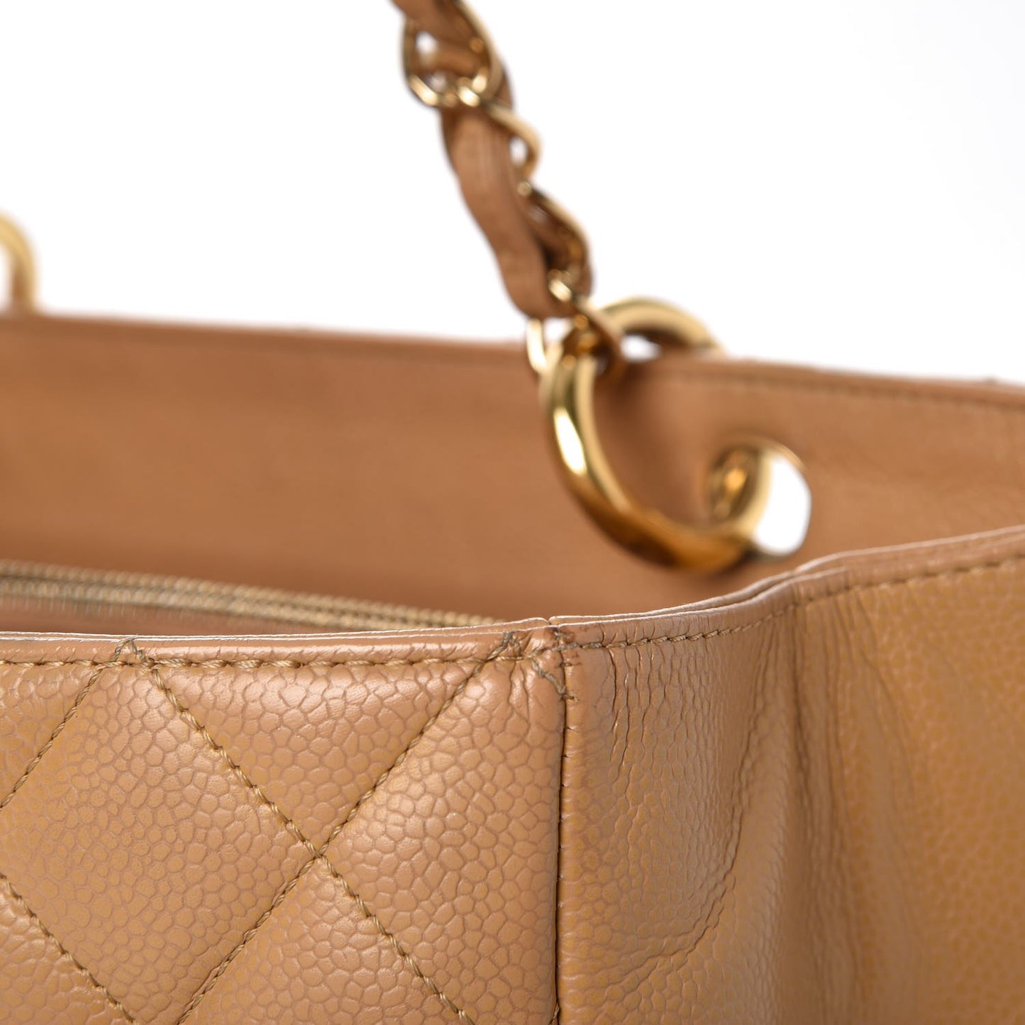 Caviar Quilted Grand Shopping Tote GST Beige