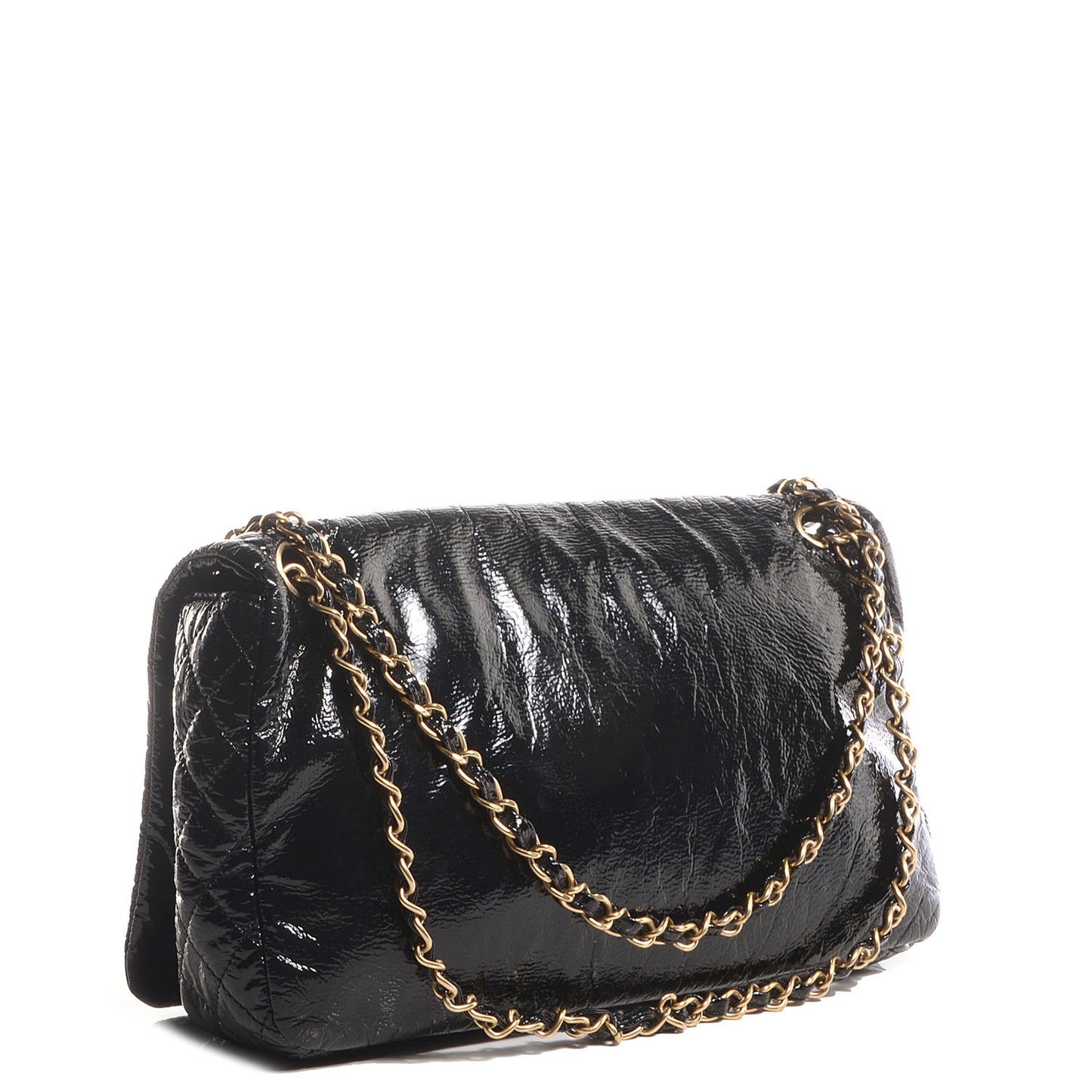 Vinyl Rock and Chain Medium Flap Black