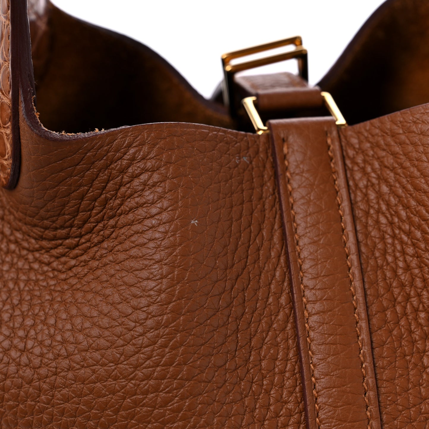 Taurillon Clemence Matte Alligator Picotin Lock Touch 18 PM Gold