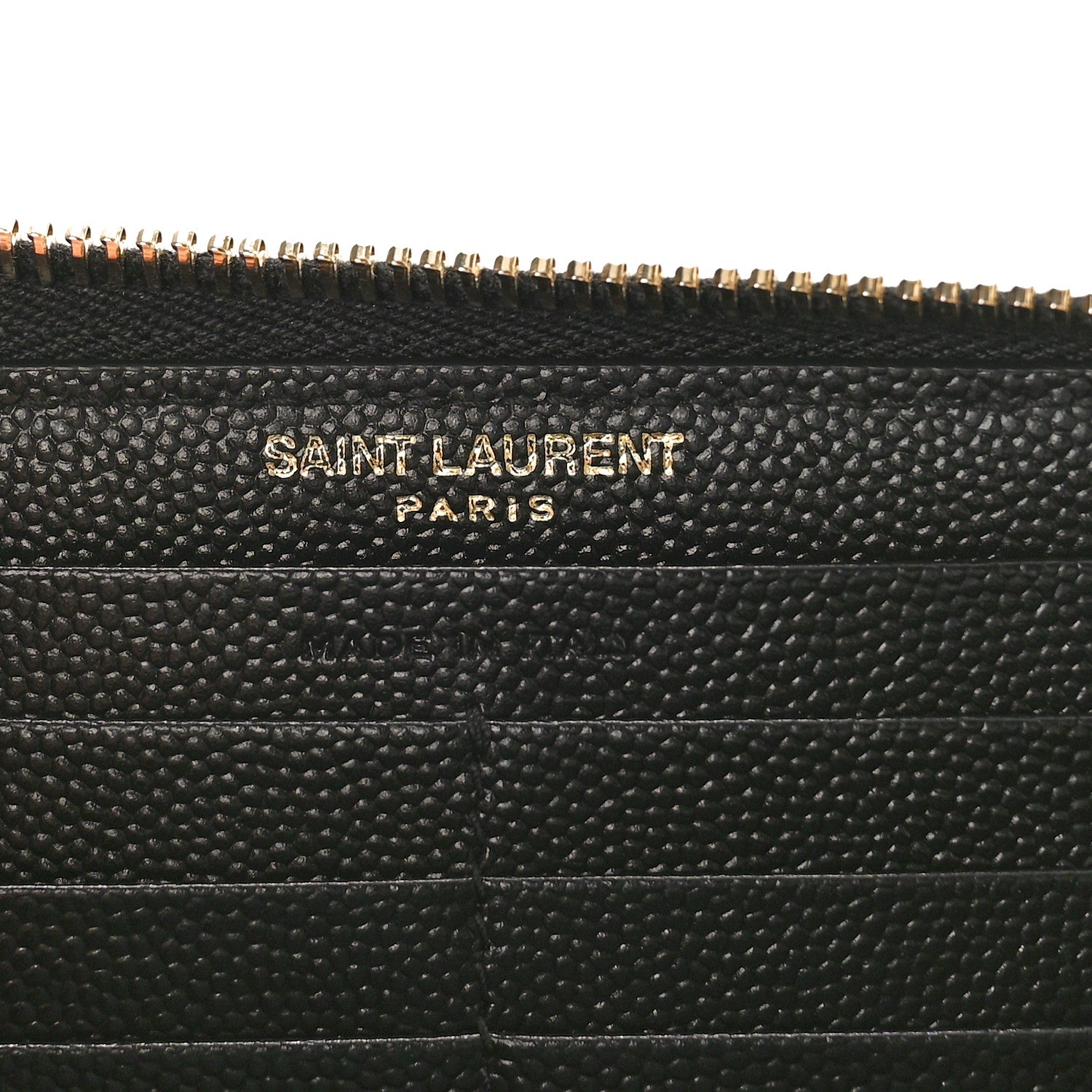 Saint Laurent Grain De Poudre Matelasse Chevron Monogram Zip Around Wallet Black 6 of 8