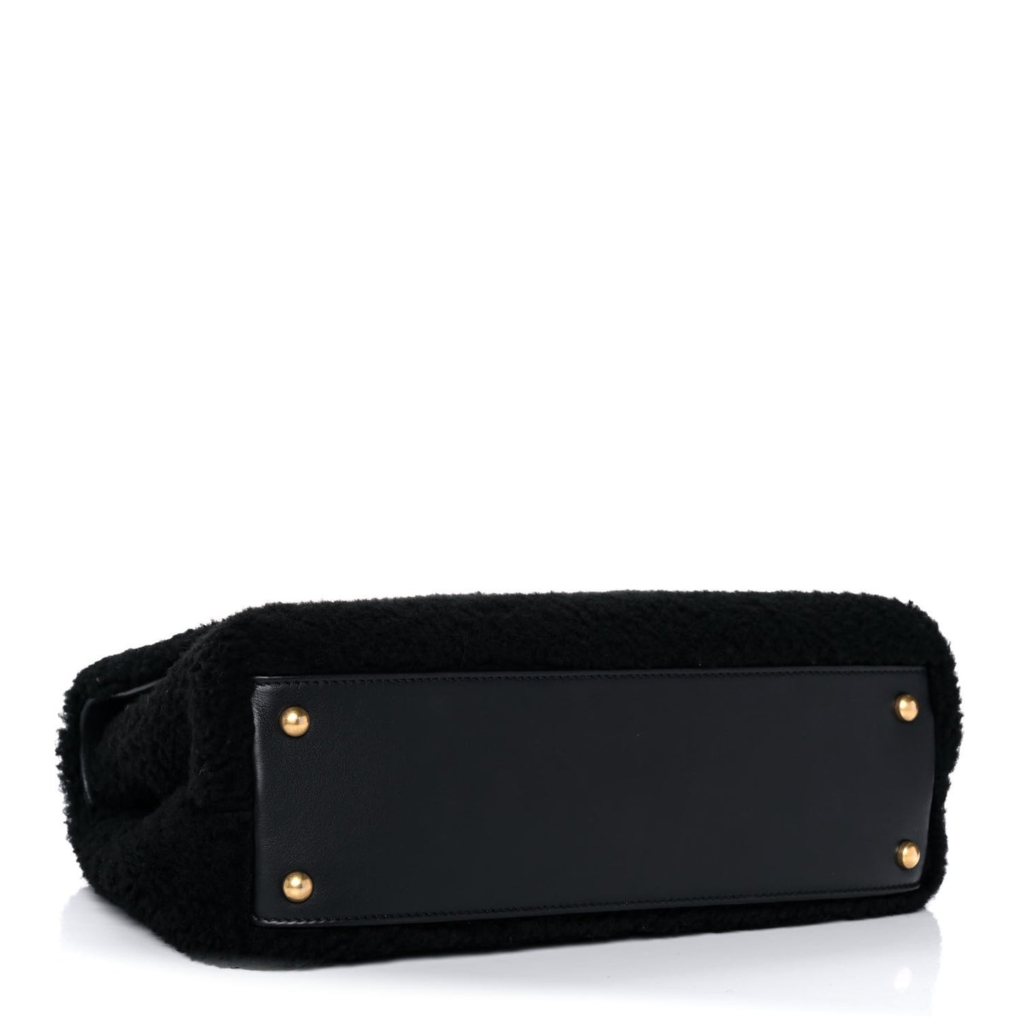 Shearling Lambskin Medium Coco Handle Flap Black
