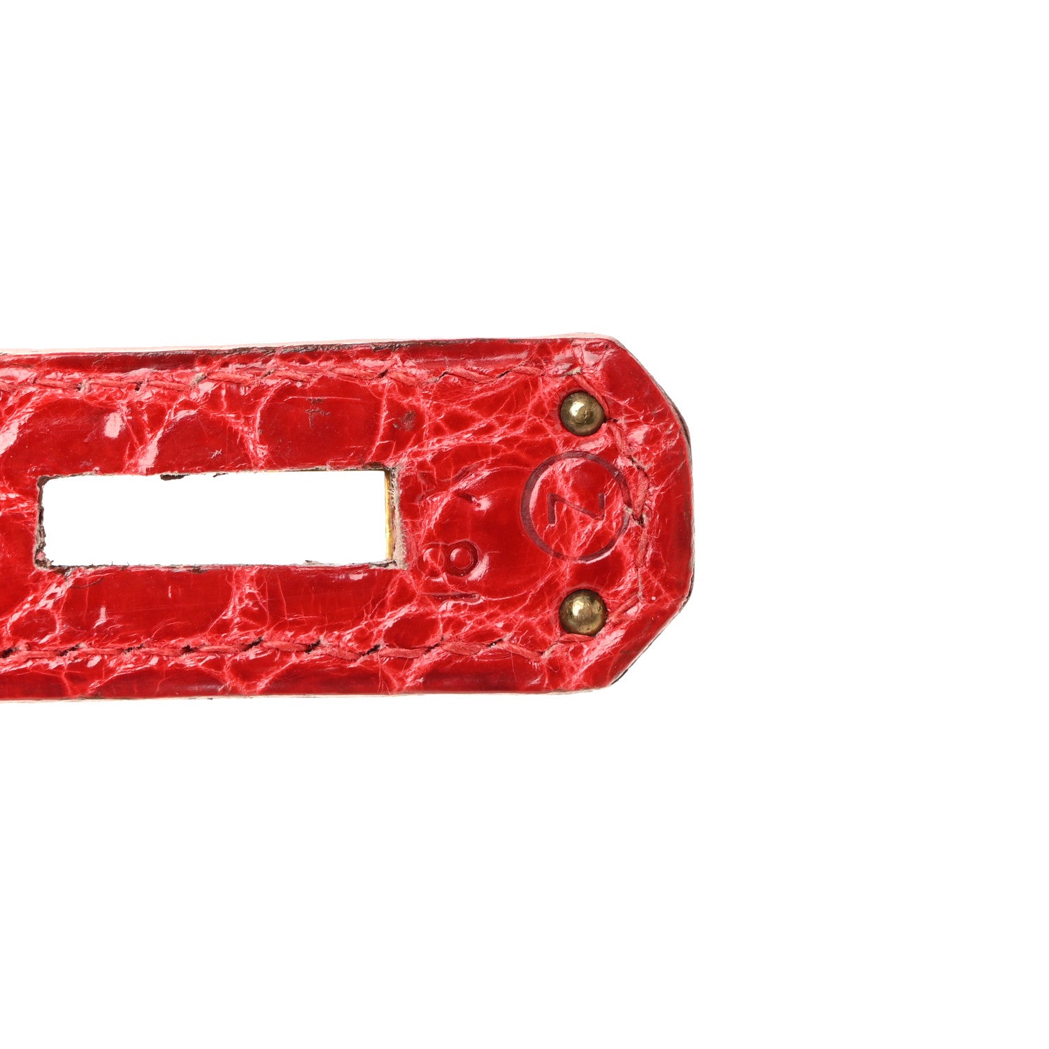 Hermes Shiny Porosus Crocodile Kelly Sellier 28 Rouge Vif 7 of 17