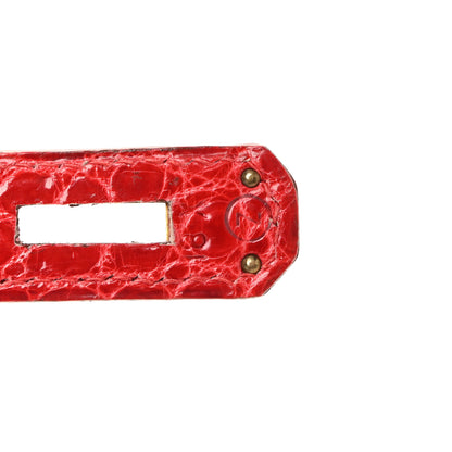 Hermes Shiny Porosus Crocodile Kelly Sellier 28 Rouge Vif 7 of 17