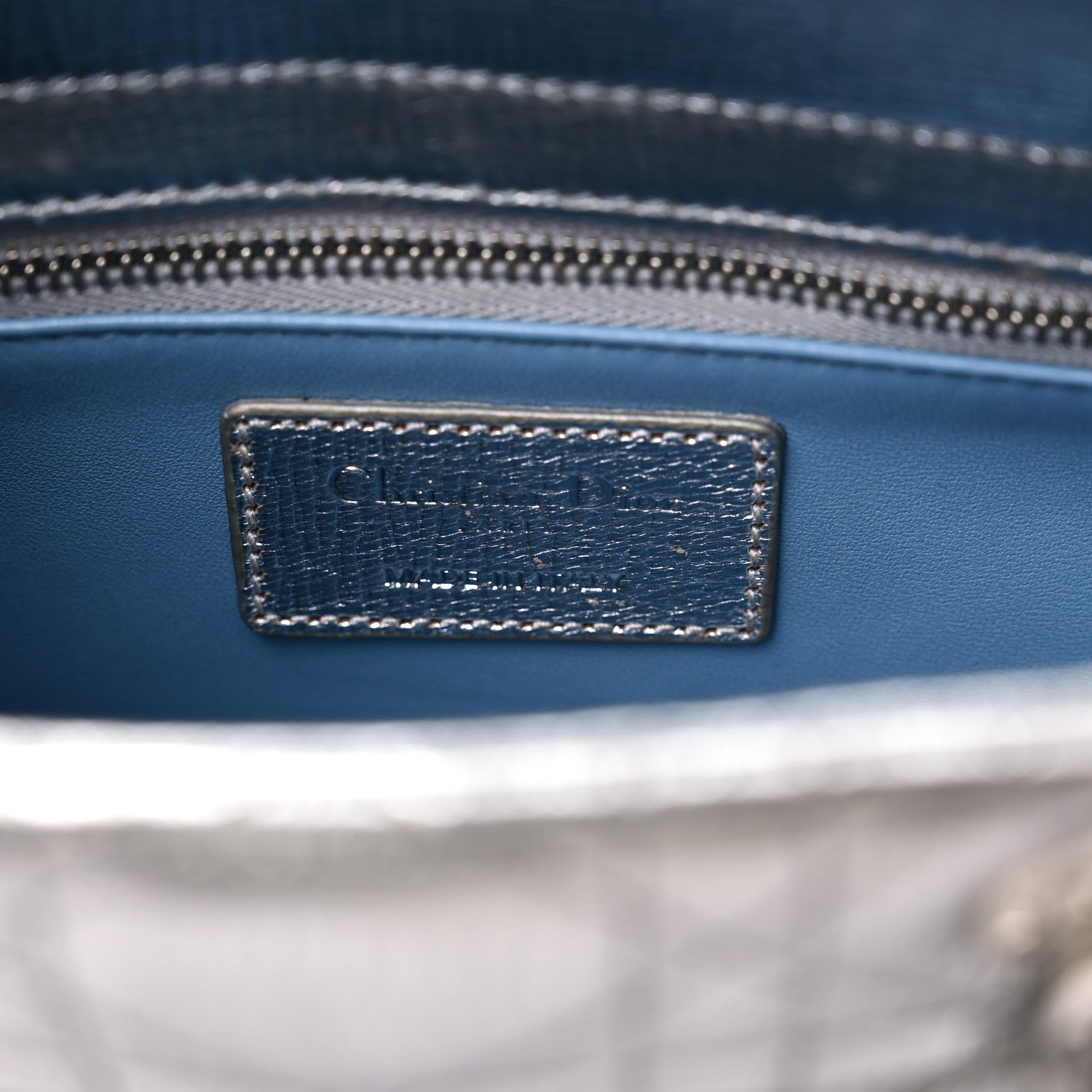 Christian Dior Metallic Grained Calfskin Cannage Small Lucky Badges My Lady Dior Silver 6 of 10