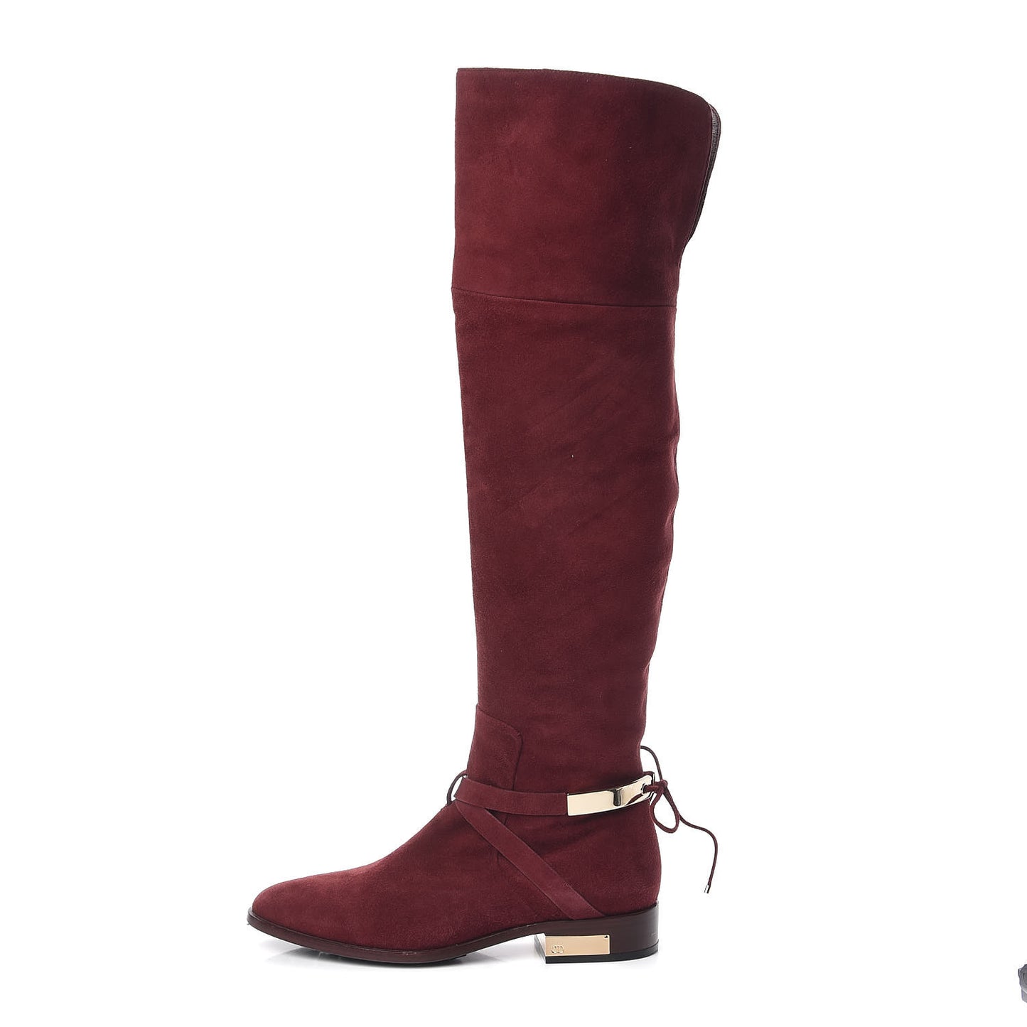 Suede Knee High Boots 36.5 Burgundy