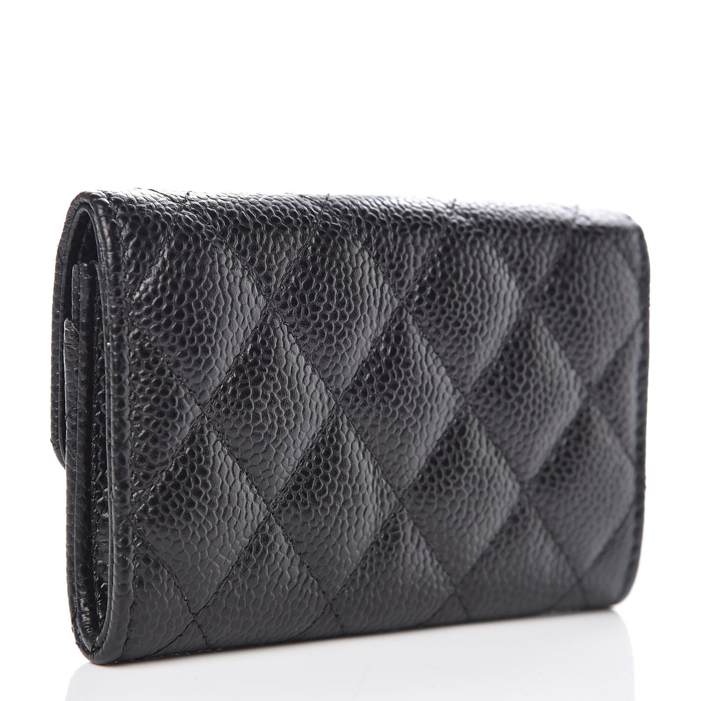 Caviar Quilted Flap Card Holder Black