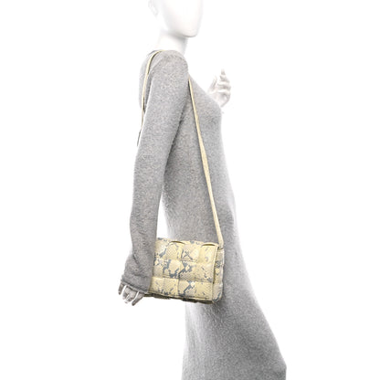 Bottega Veneta Goatskin Python Embossed Padded Cassette Crossbody Bag Kiwi Black Silver 2 of 11