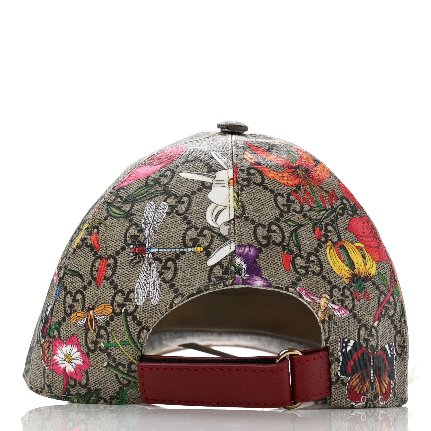 Gucci GG Supreme Flora Claudia Baseball Hat 58 L Red 6 of 10