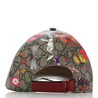 Gucci GG Supreme Flora Claudia Baseball Hat 58 L Red 6 of 10