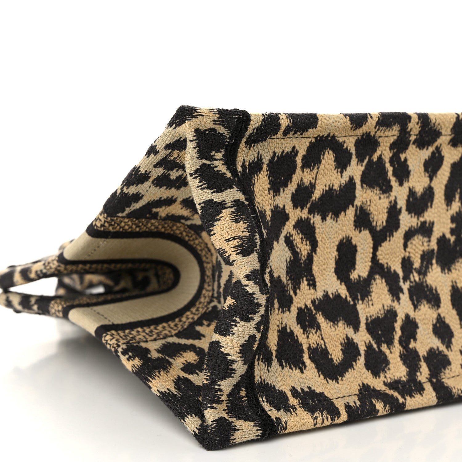 Christian Dior Canvas Mizza Embroidered Small Leopard Book Tote Beige 9 of 12