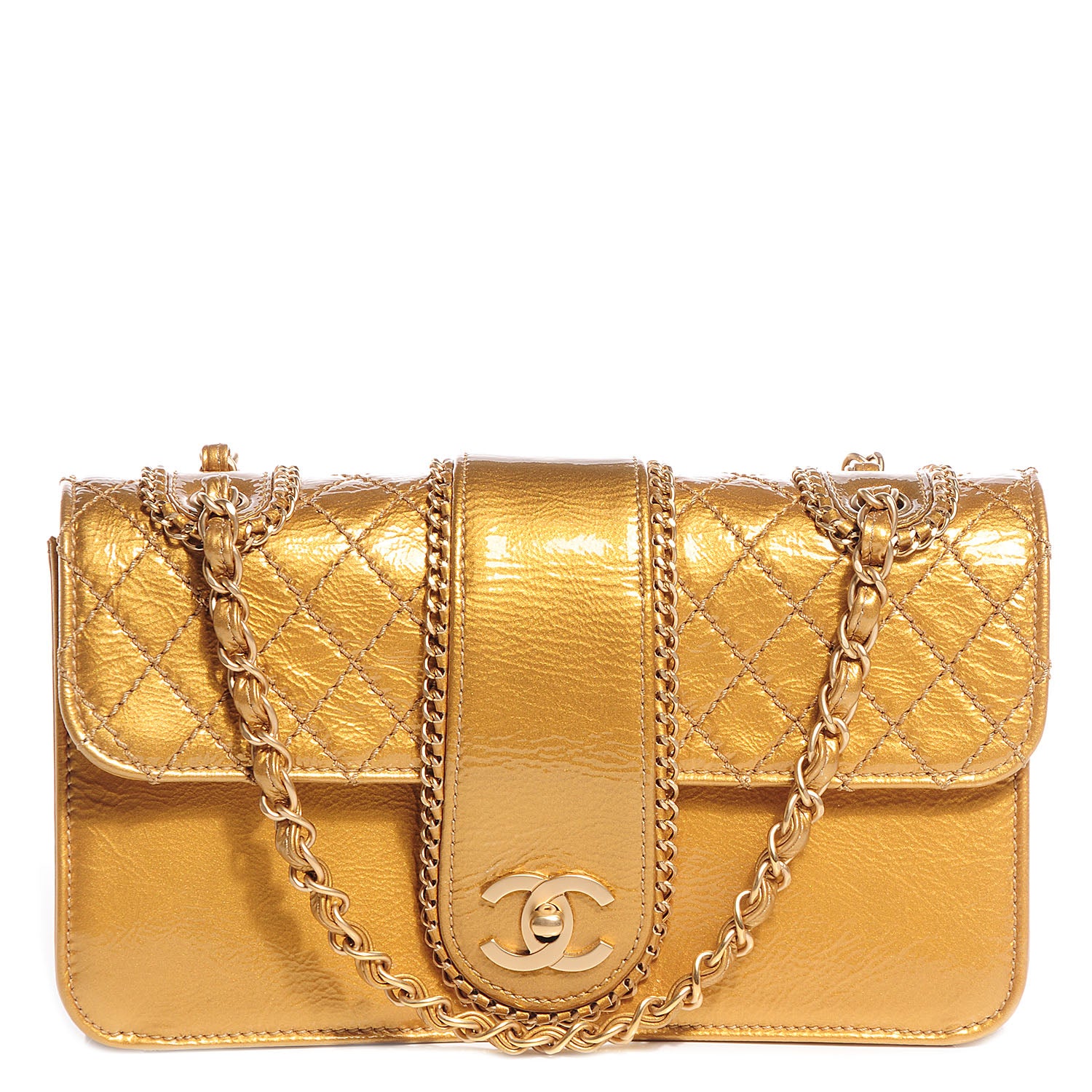 Chanel Patent Medium Madison Flap Gold 1 of 9