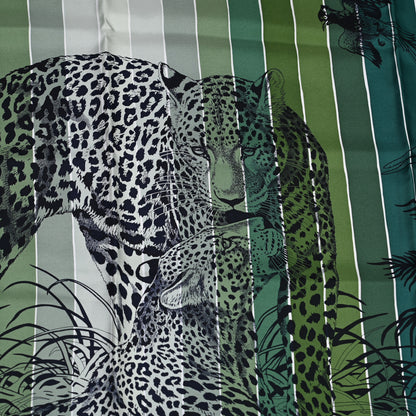 Hermes Silk Carre Jungle Love Rainbow Scarf 90 Marine Vert Petrole 3 of 5