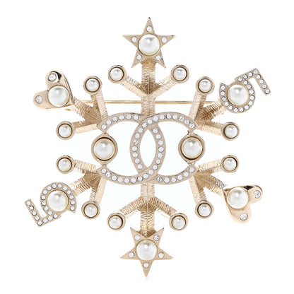 Chanel Crystal Pearl Hearts CC Brooch Gold 1 of 4