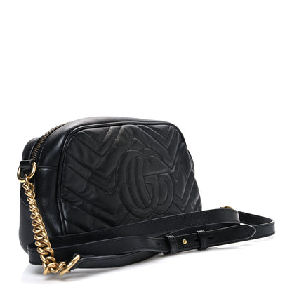 Gucci Calfskin Matelasse Small GG Marmont Chain Shoulder Bag Black 3 of 10