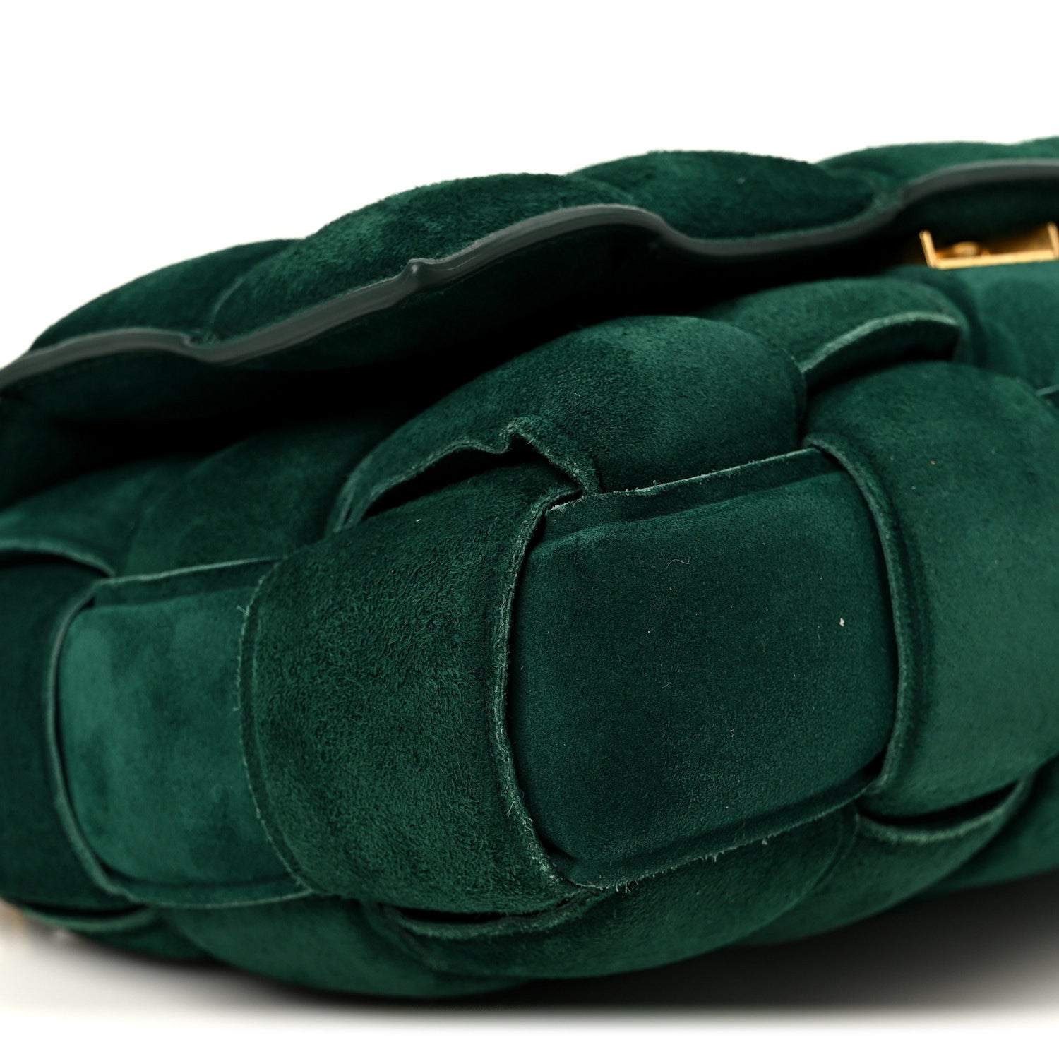 Bottega Veneta Suede Maxi Intrecciato Padded Chain Cassette Crossbody Bag Emerald Green 11 of 12