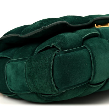 Bottega Veneta Suede Maxi Intrecciato Padded Chain Cassette Crossbody Bag Emerald Green 11 of 12