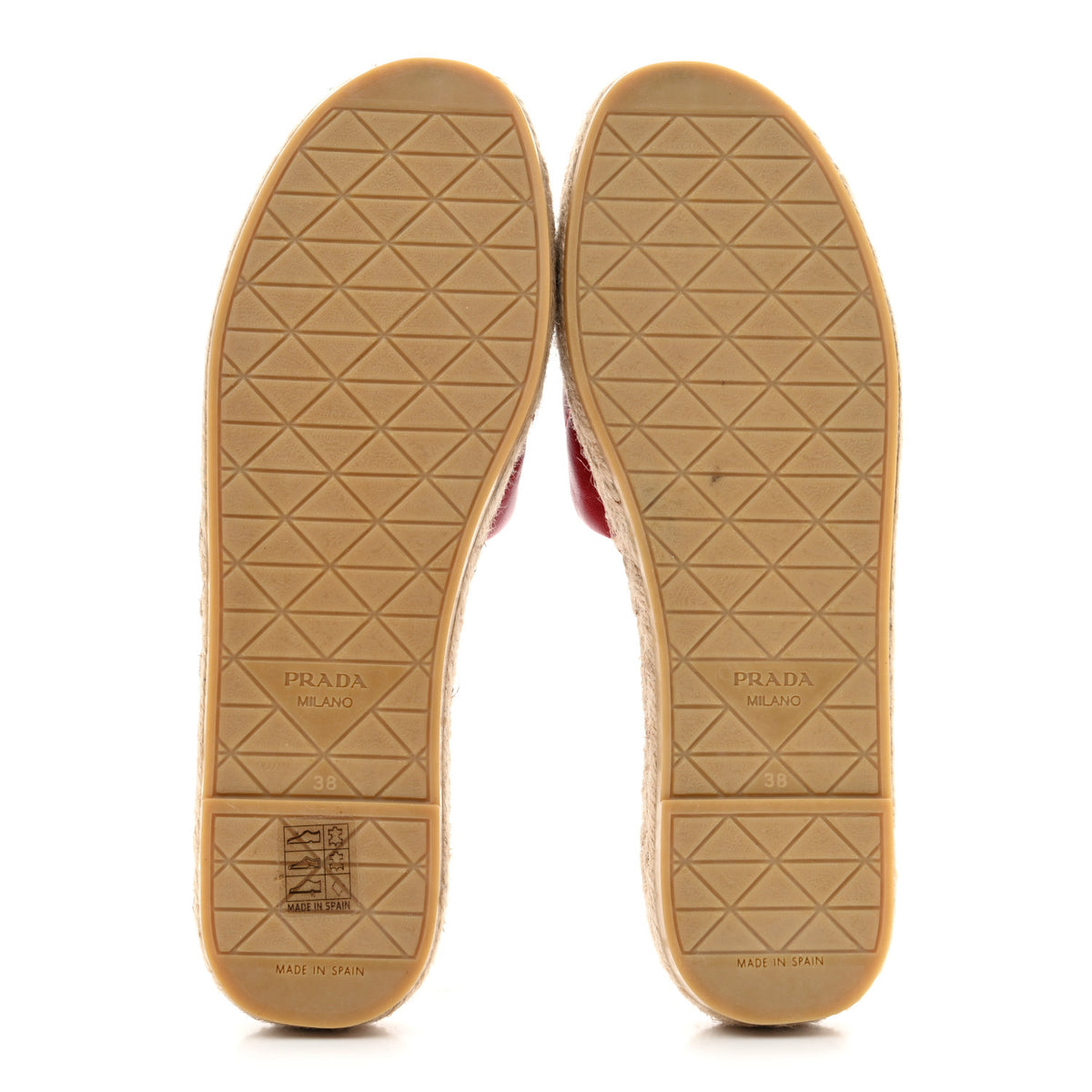 Nappa Logo Quilted Espadrille 20mm Slide Sandals 38 Red