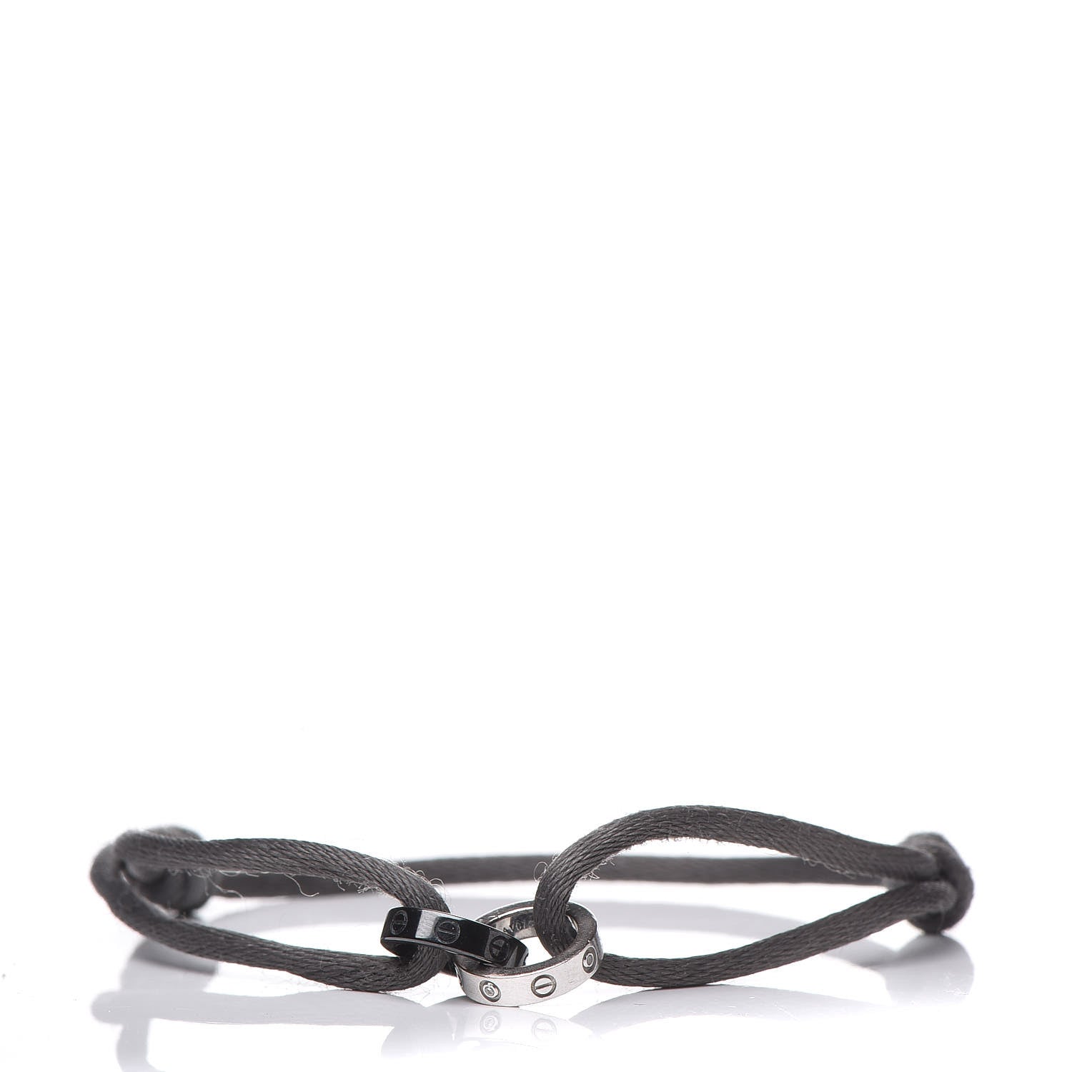 Cartier 18K White Gold Ceramic 4 Diamond LOVE Cord Bracelet Gray 1 of 5