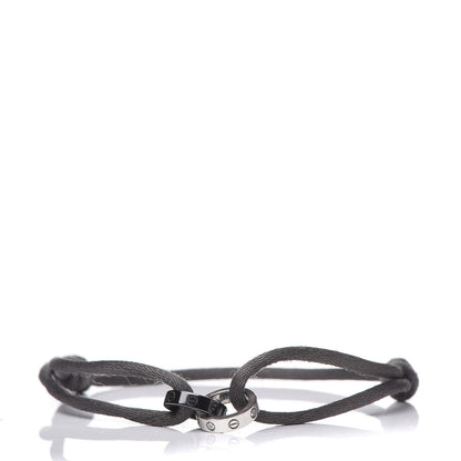 Cartier 18K White Gold Ceramic 4 Diamond LOVE Cord Bracelet Gray 1 of 5