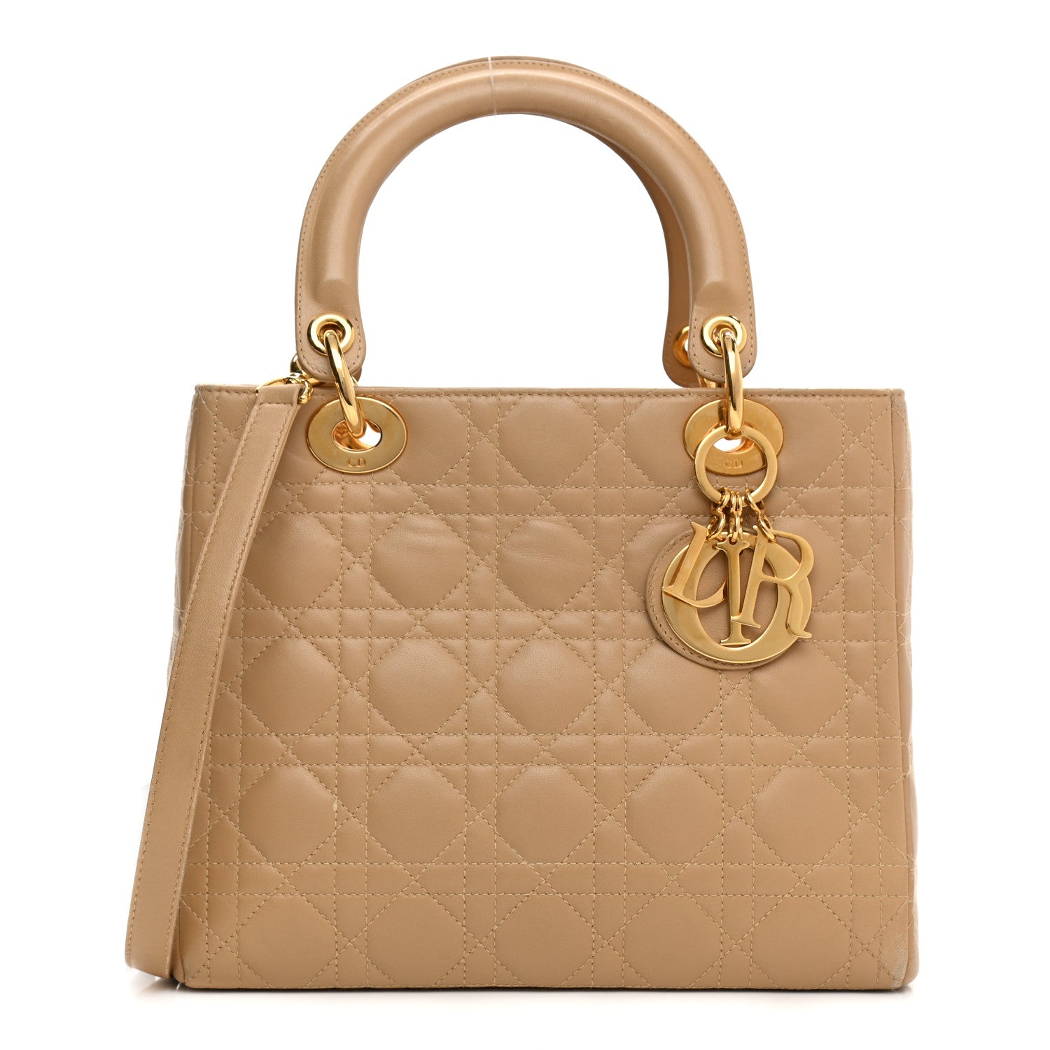 Christian Dior Lambskin Cannage Medium Lady Dior Beige 1 of 17