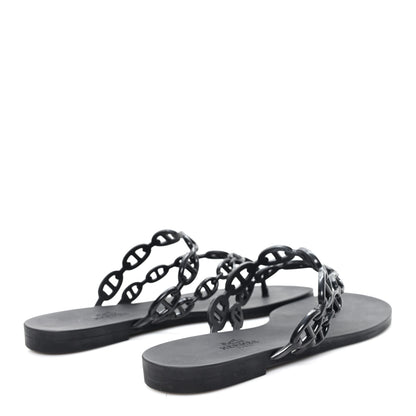 Hermes Rubber Chaine d'Ancre Island Sandals 38 Black 5 of 10