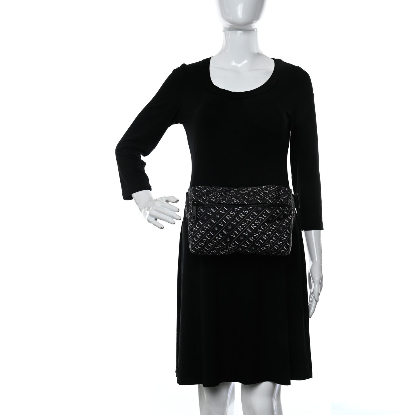 Nylon Logo Belt Bag Black White