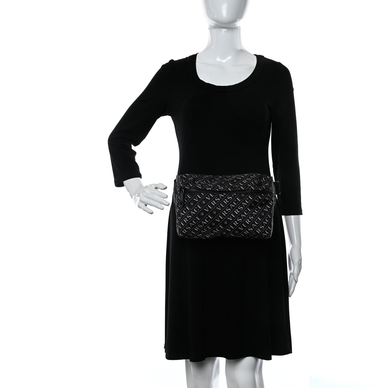 Versace Nylon Logo Belt Bag Black White 2 of 9