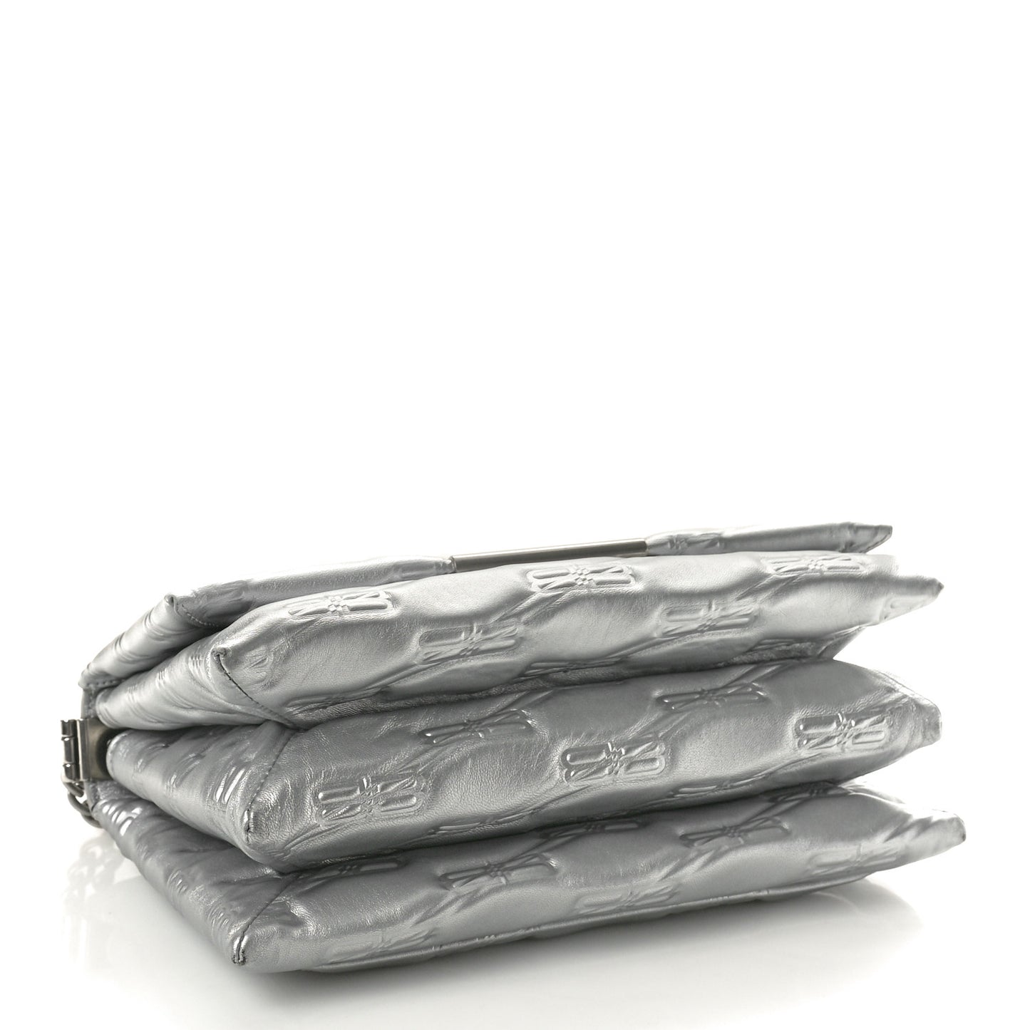Nappa Allover License BB Monogram Embossed Medium Triplet Bag Silver