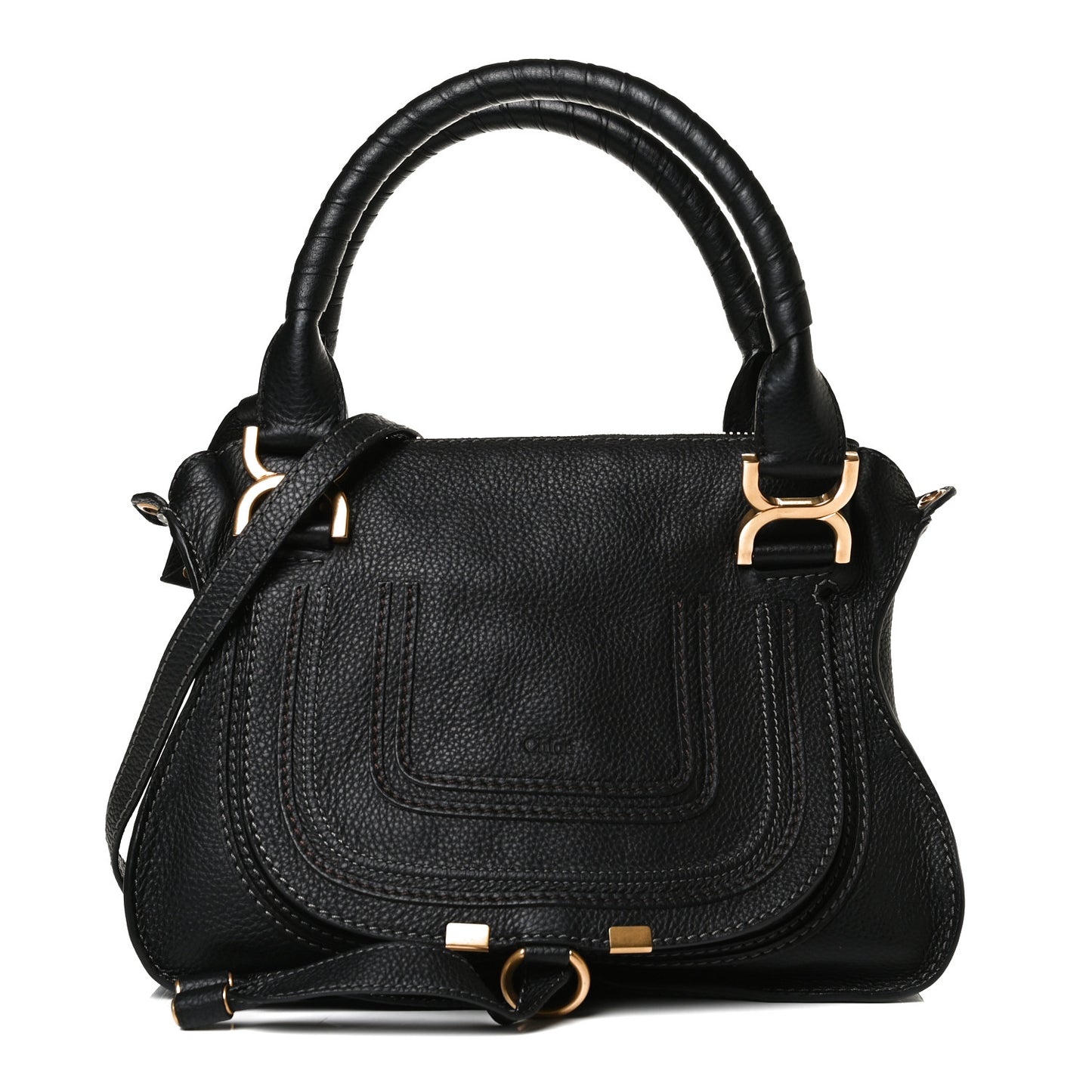 Calfskin Small Marcie Satchel Black