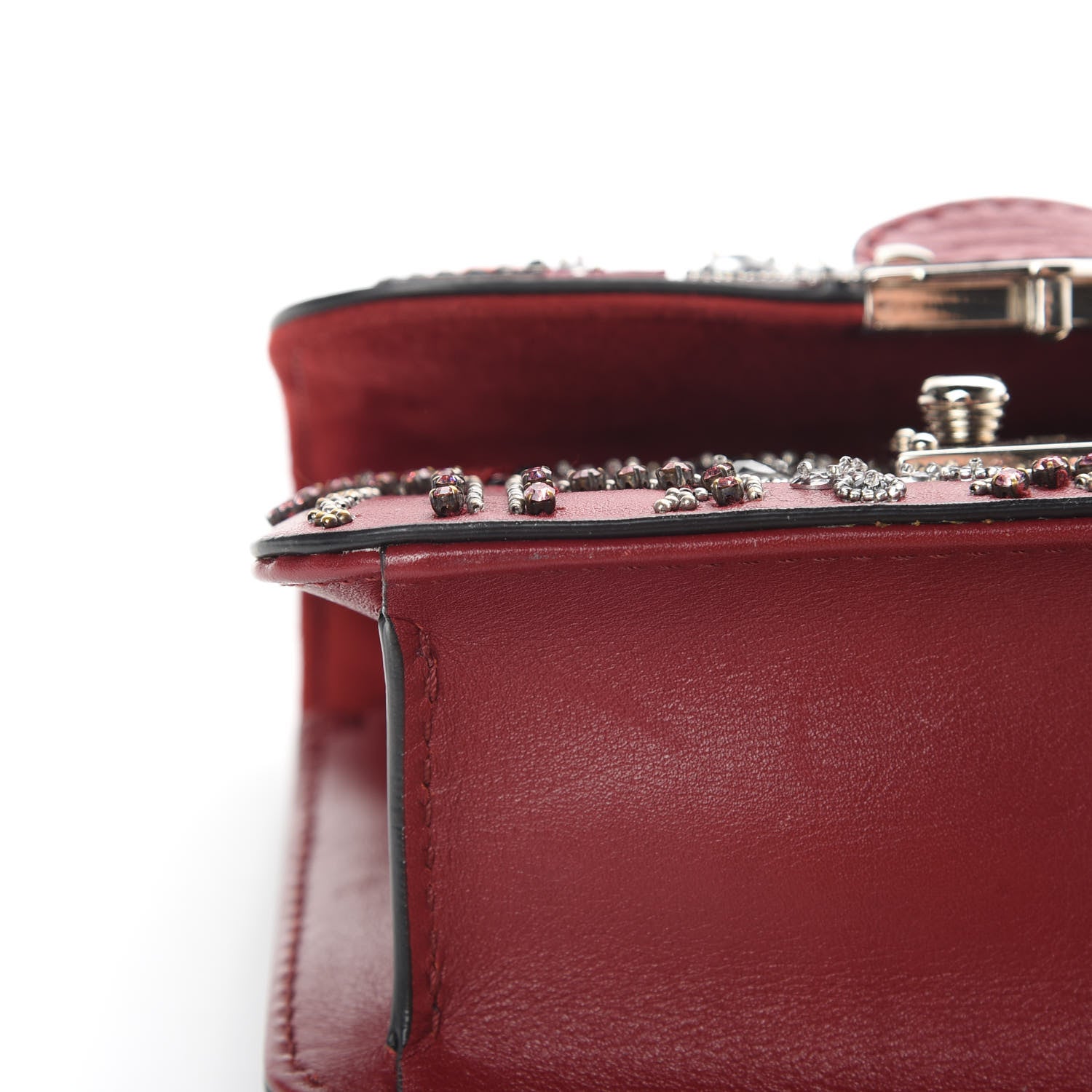 Valentino Garavani Vitello Crystal Loveblade Embellished Mini Glam Lock Rockstud Flap Rubino 10 of 12