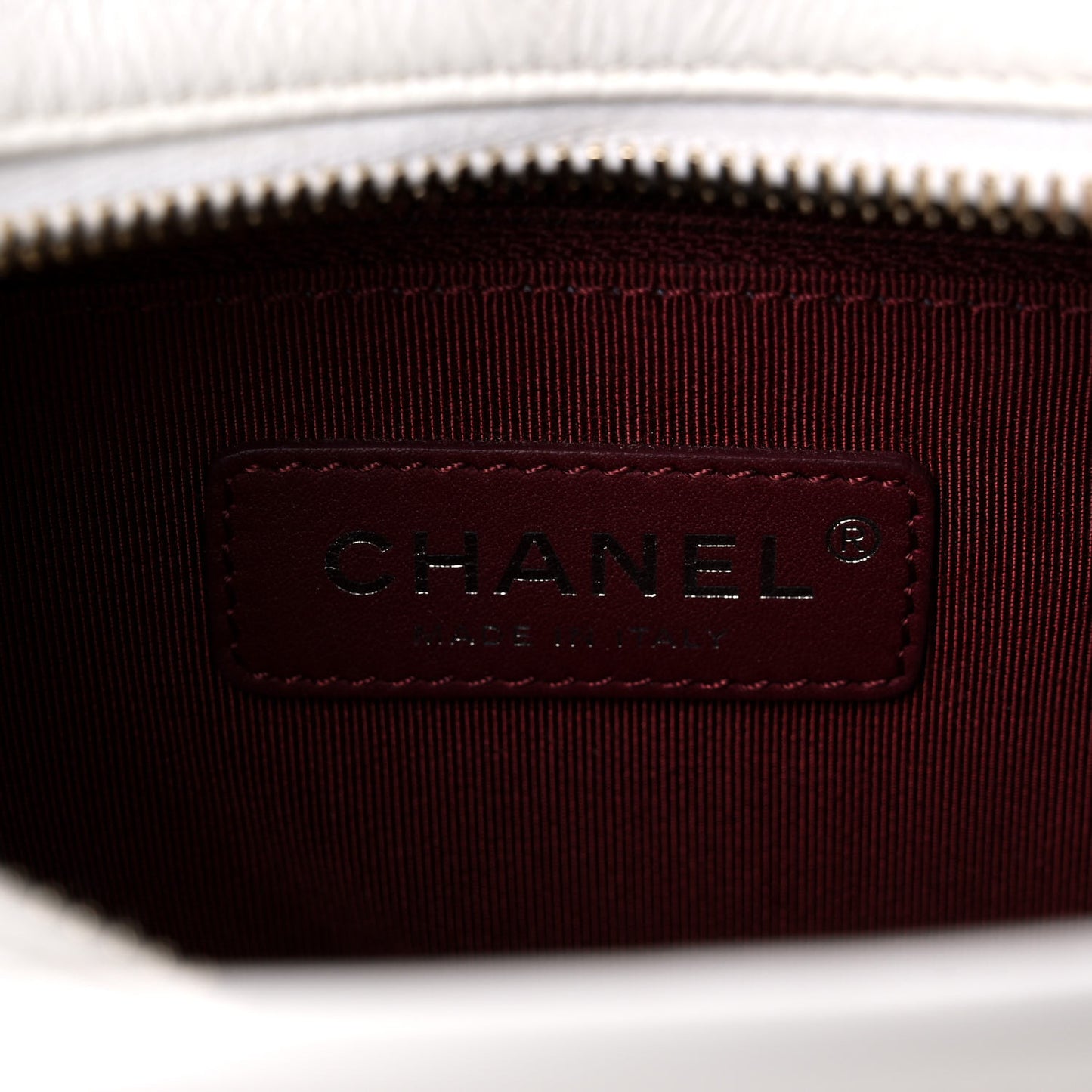 Aged Calfskin Quilted Small Gabrielle Hobo White